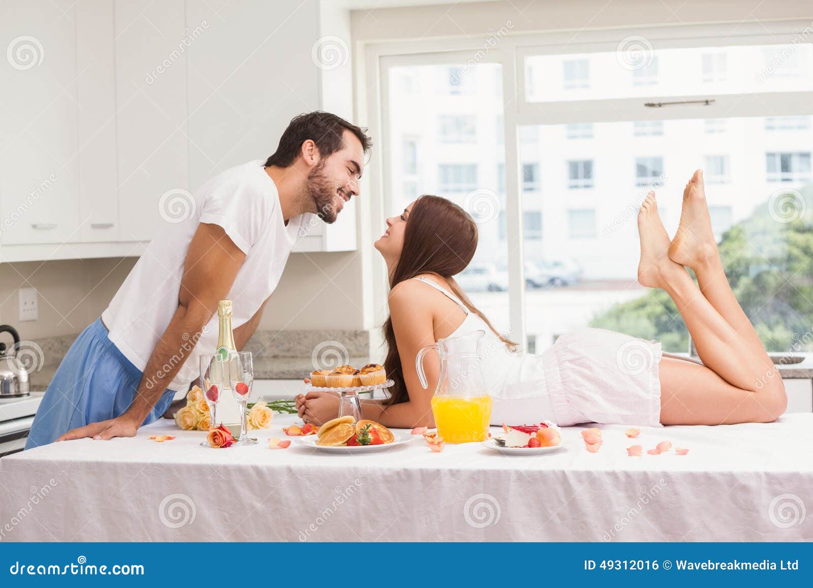 Young Couple Having a Romantic Breakfast Stock Photo Image of leisure