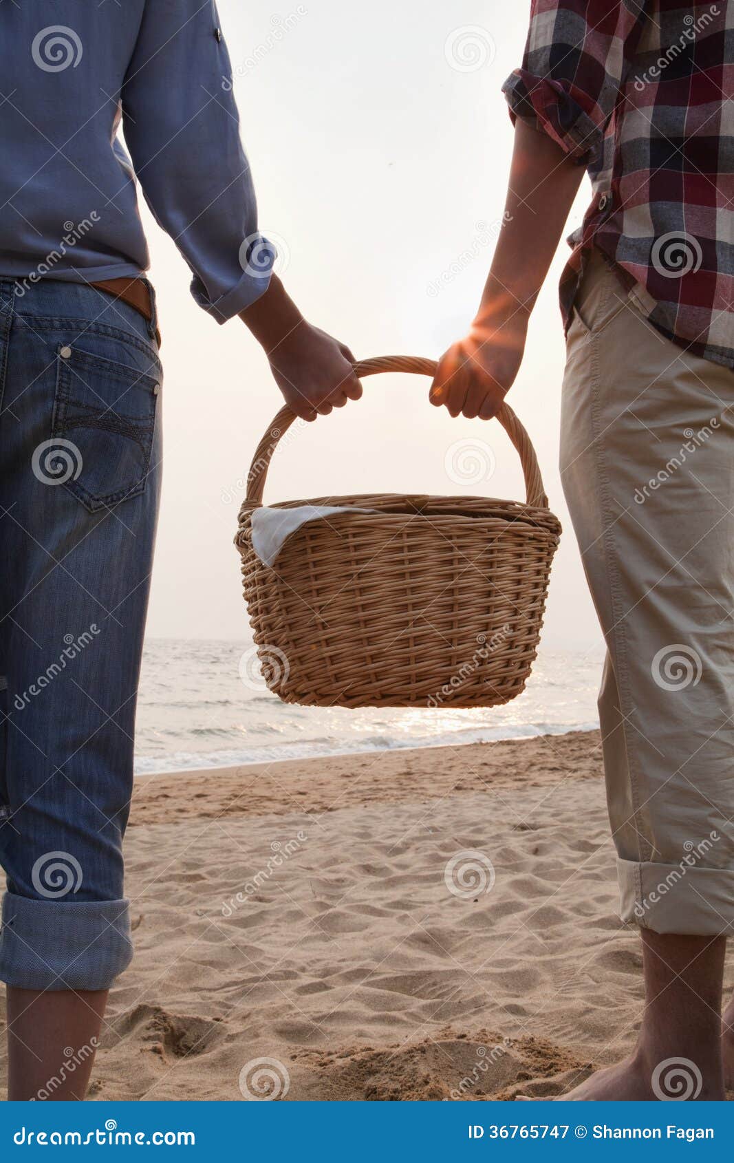 Young Couple Holding Picnic Basket Stock Image Image of happy, focus