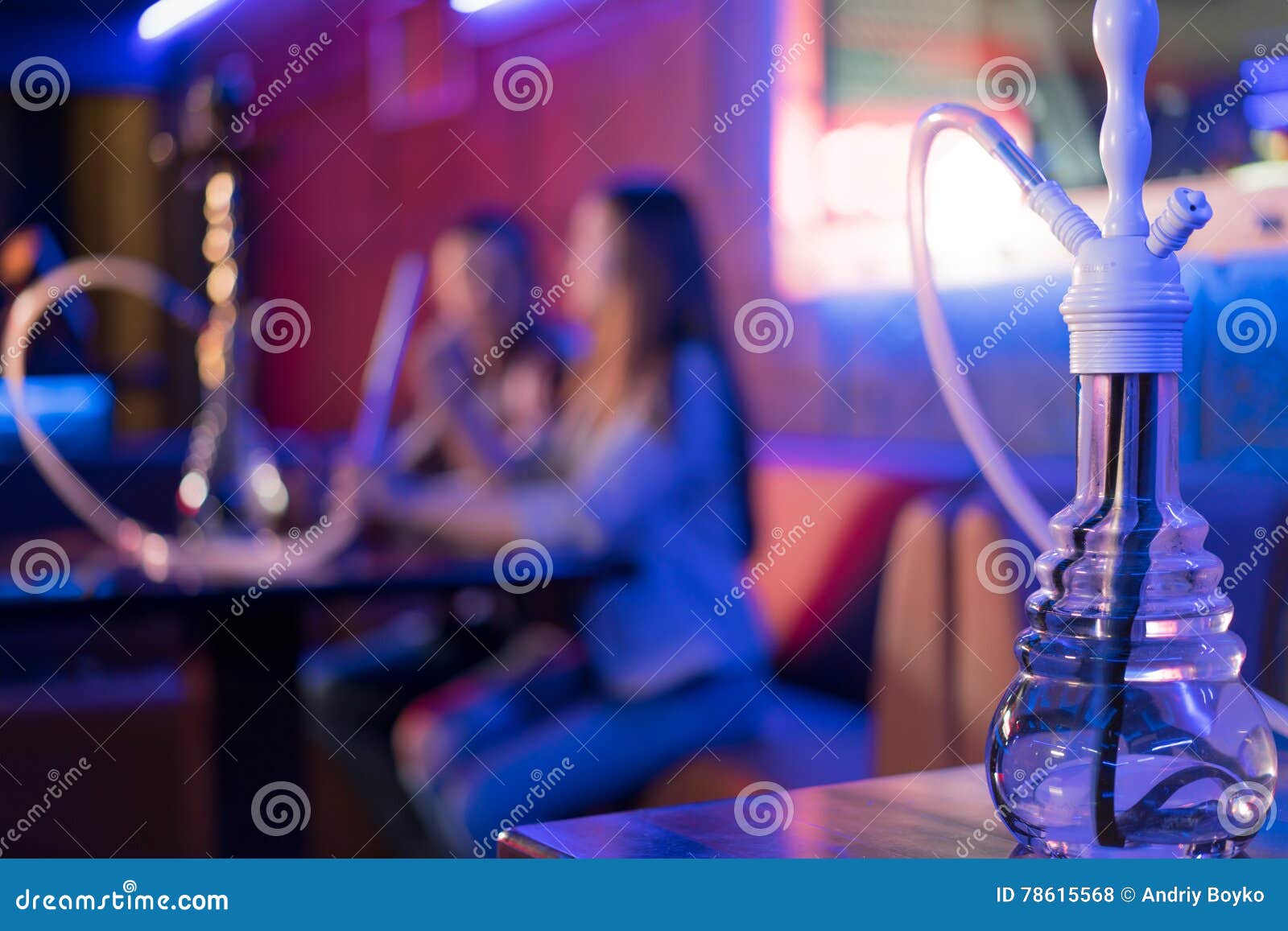Young Couple in a Hookah Bar. Stock Photo Image of cafes, smoke 78615568