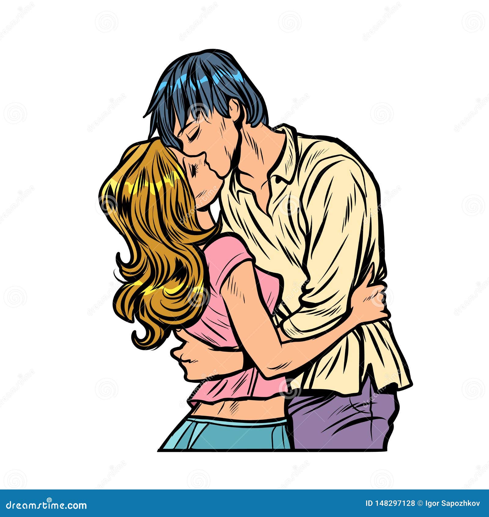 Young Couple Kissing. Love Relationships Romance Stock Vector -  Illustration of female, passion: 148297128