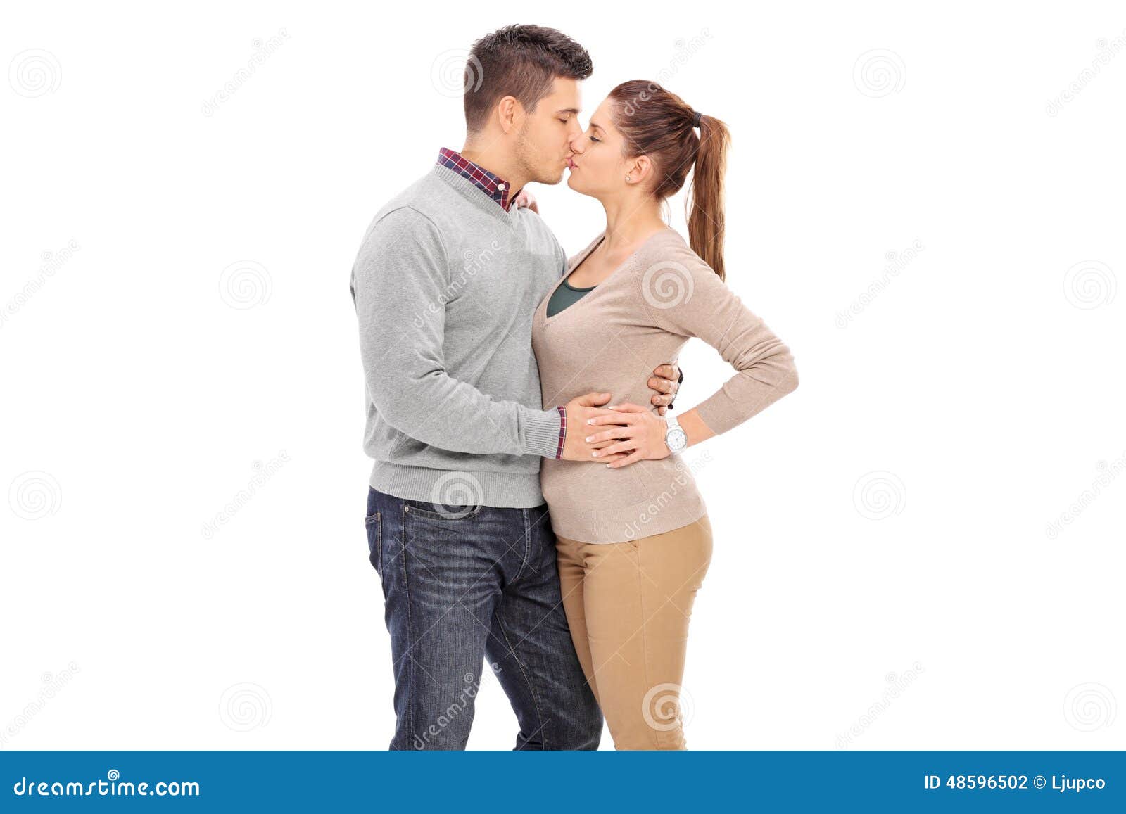 Young Couple Kissing On White Background Stock Photo Image 48596502