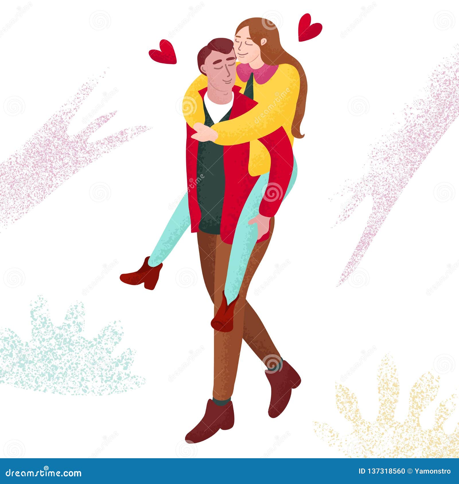 Young Couple in Love Vector Illustration Stock Vector