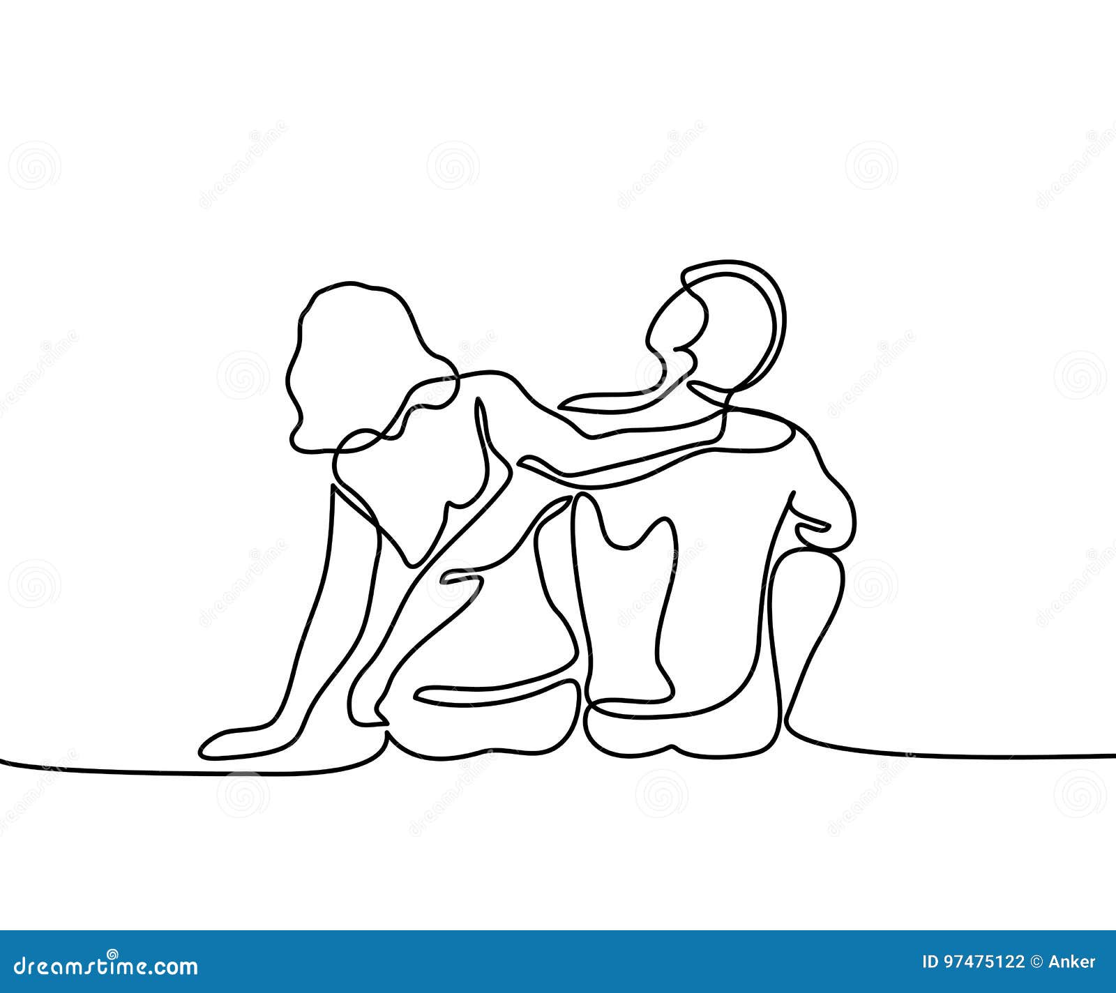 Young Couple In Love Sitting Stock Vector Illustration Of