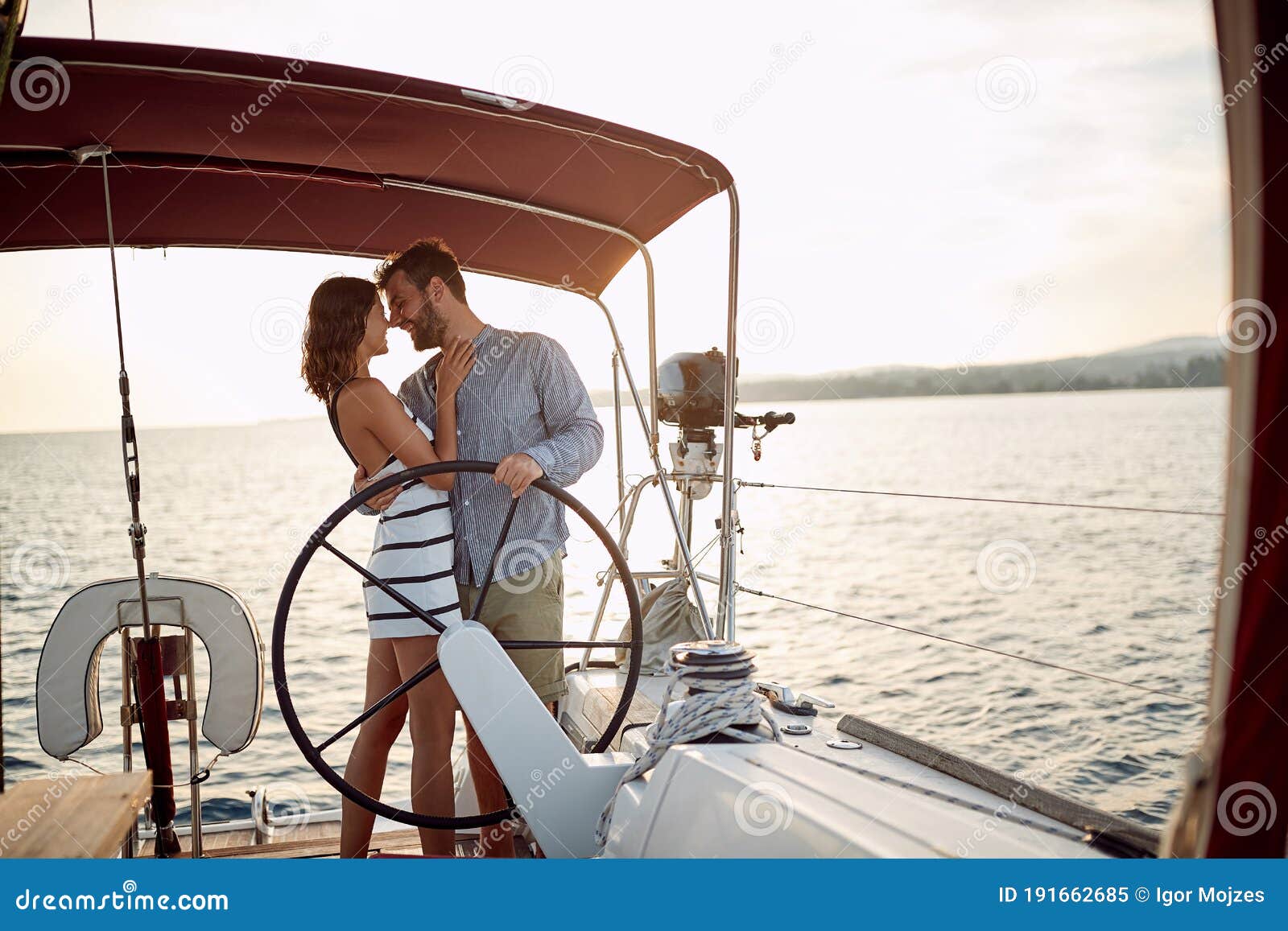 couple on yacht poster