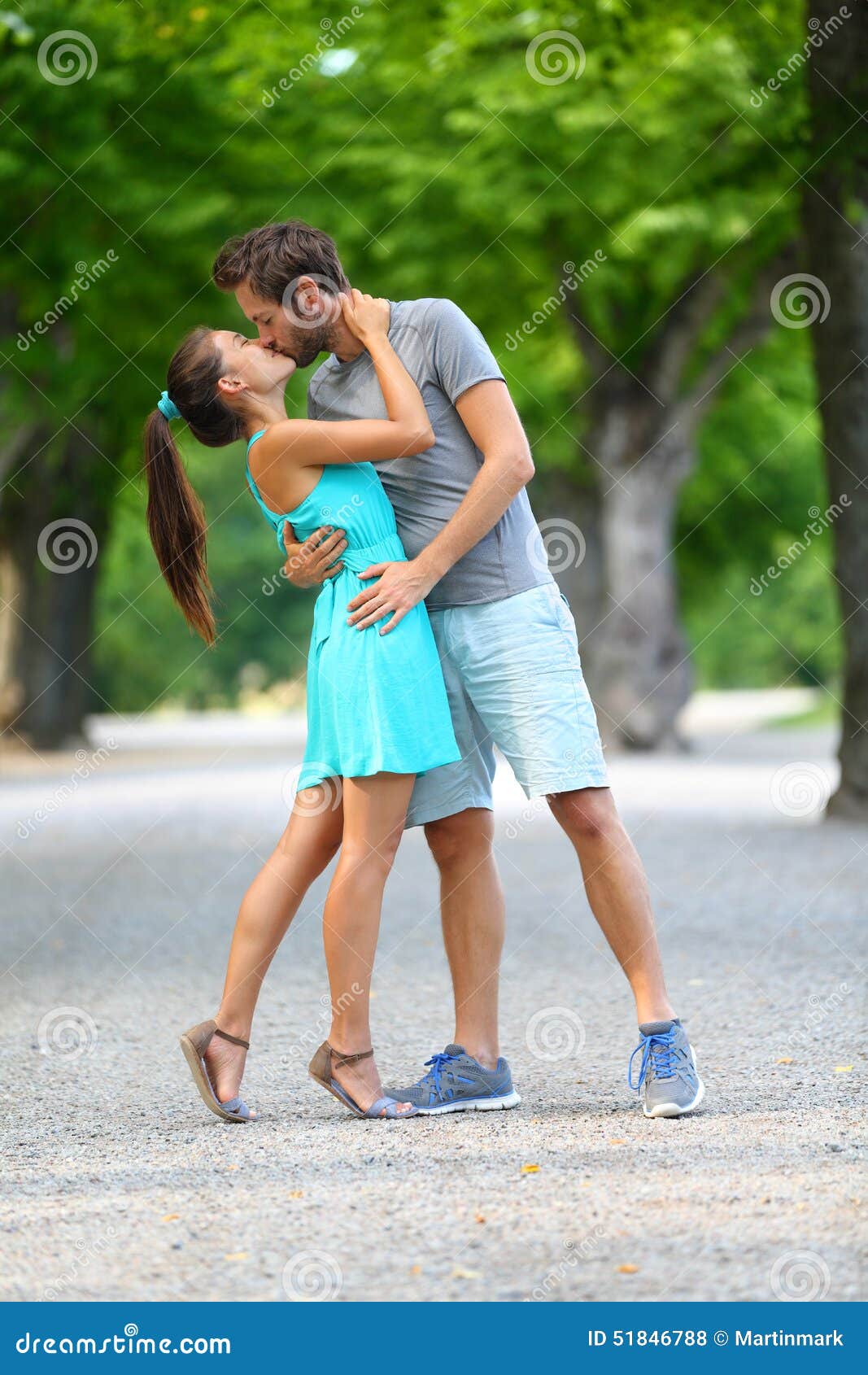 Young Couple Lovers in Love Kissing in Summer Park Stock Photo - Image ...