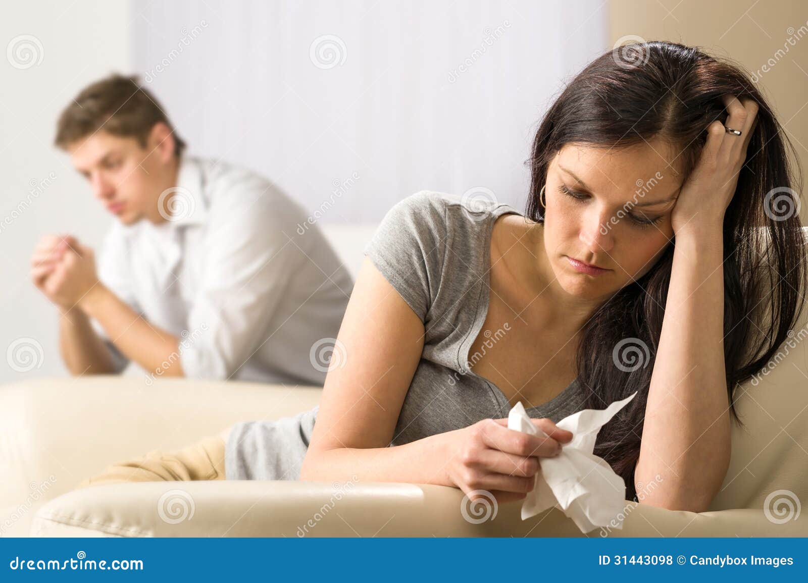 young couple mad at each other home