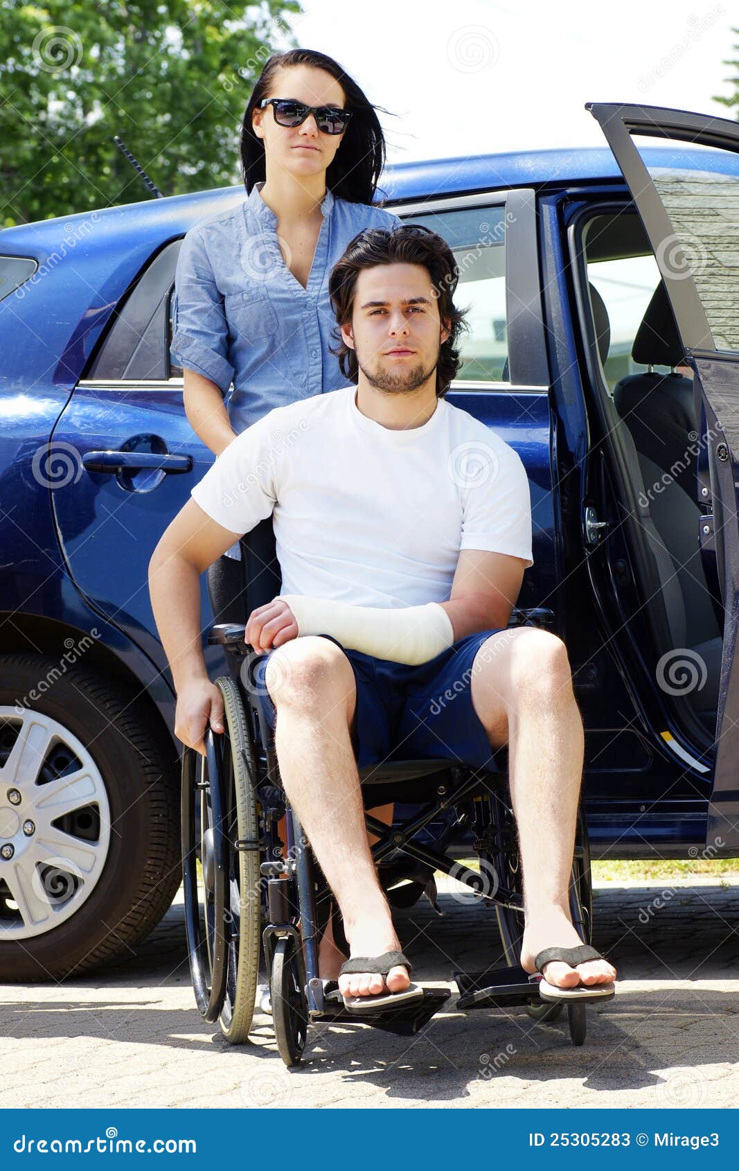 Young Couple with Man in Wheelchair Stock Image Image of injury, girlfriend 25305283