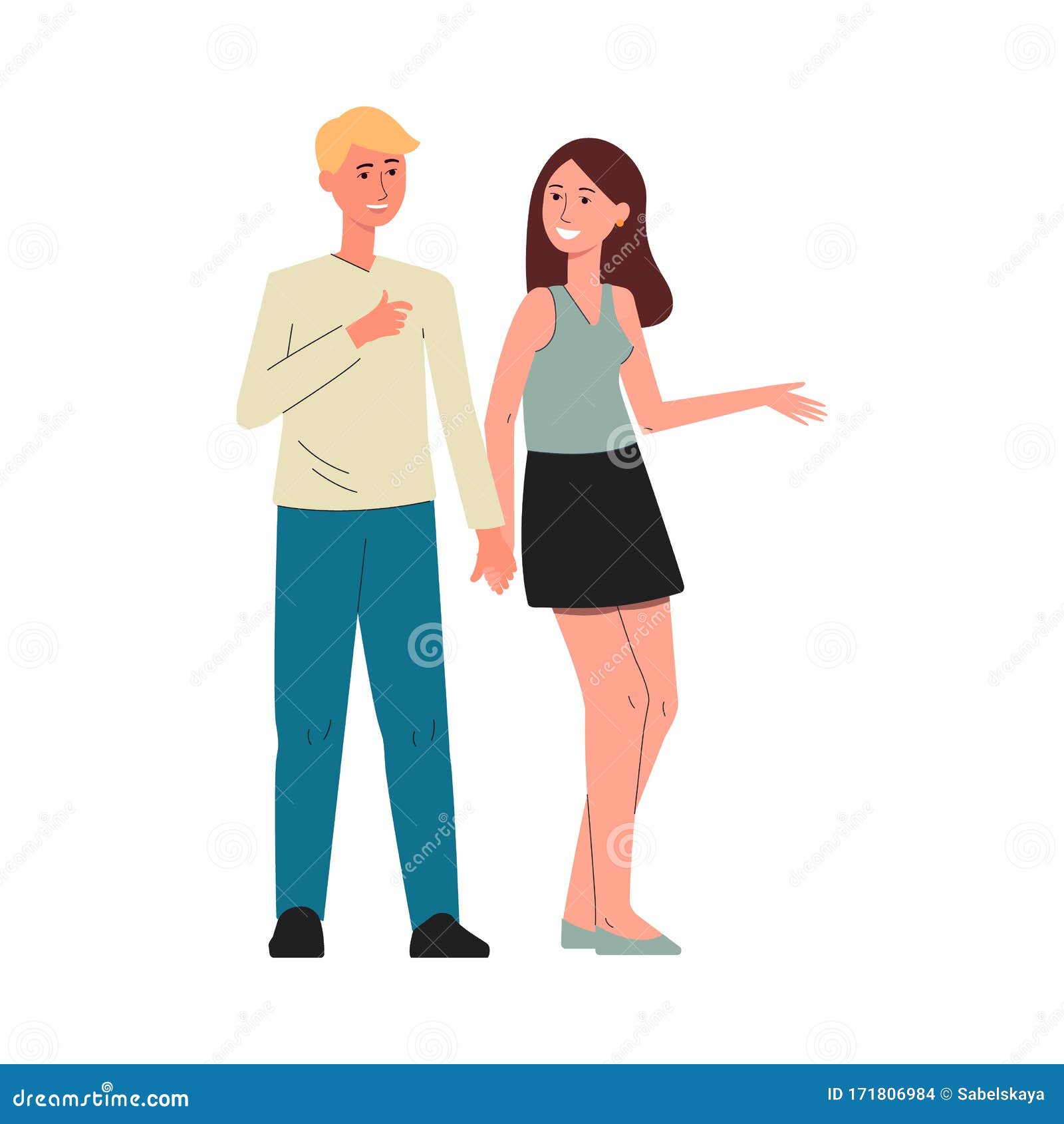 Young Couple, Man and Woman Cartoon Characters Vector Illustration  Isolated. Stock Vector - Illustration of human, girl: 171806984