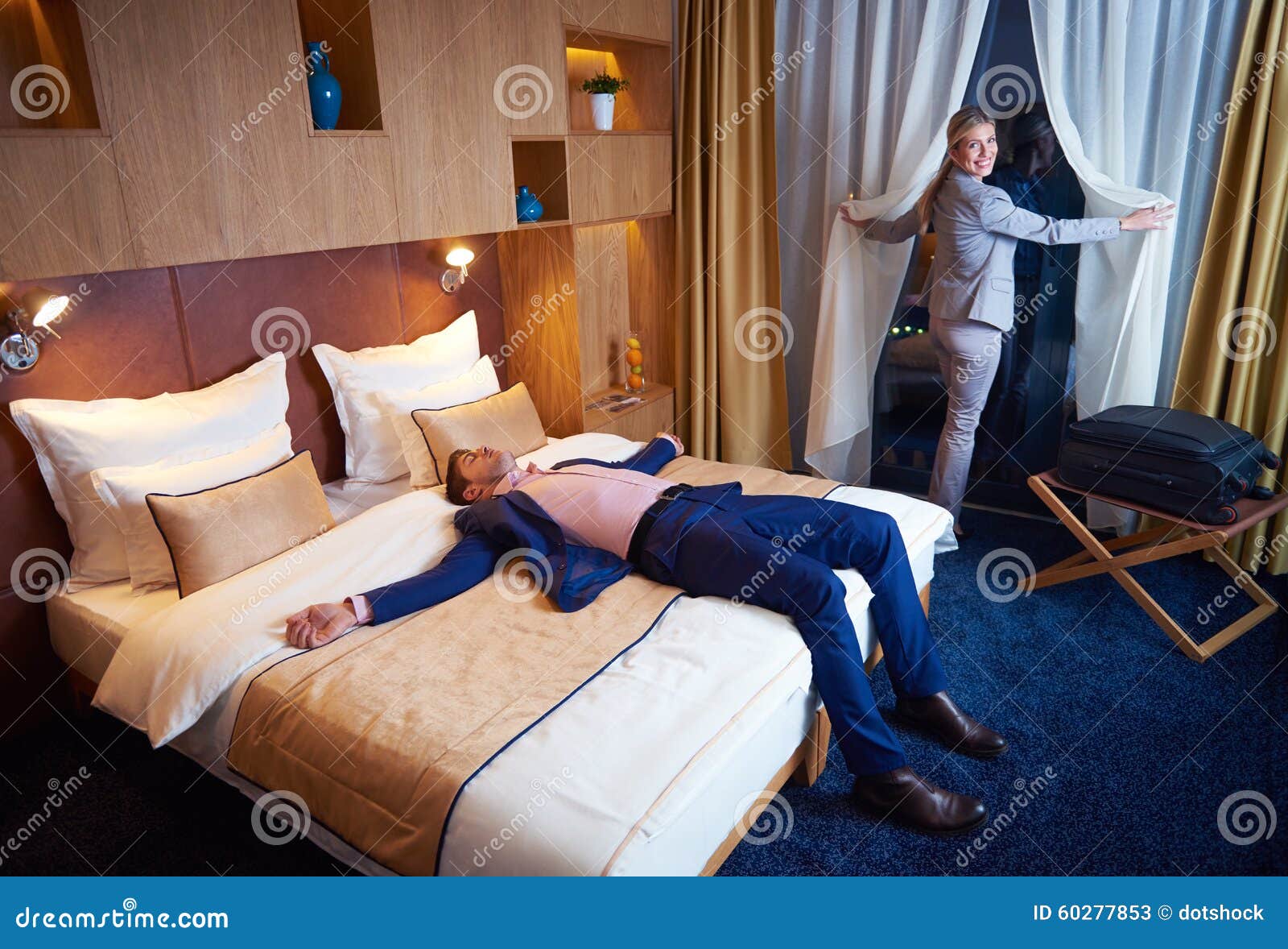 Young Couple In Modern Hotel Room Stock Image Image Of People Lying
