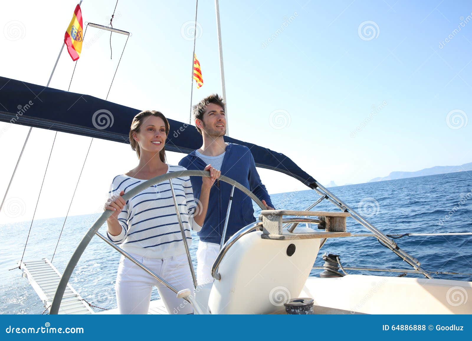 Young Couple Sailing on the Boat Stock Photo Image of sailor