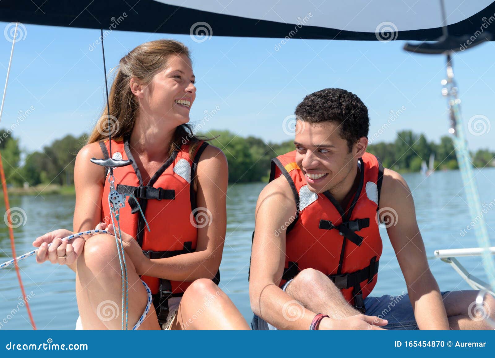 Young Couple on Sailing Vessel Stock Photo Image of enjoyment, cruise