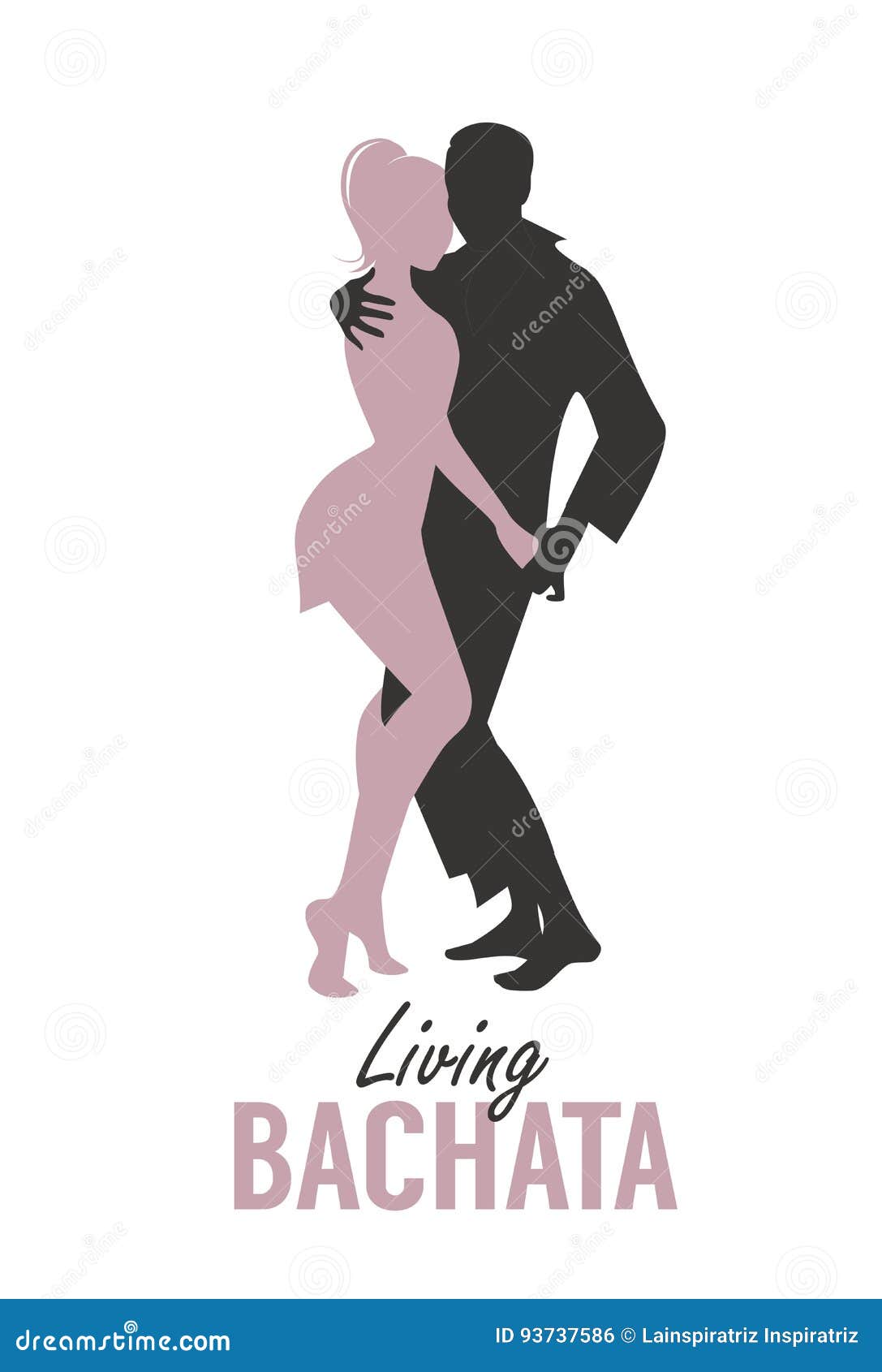 Young Couple Silhouettes Dancing Bachata, Salsa or Latin Music. Stock  Illustration - Illustration of party, american: 93737586