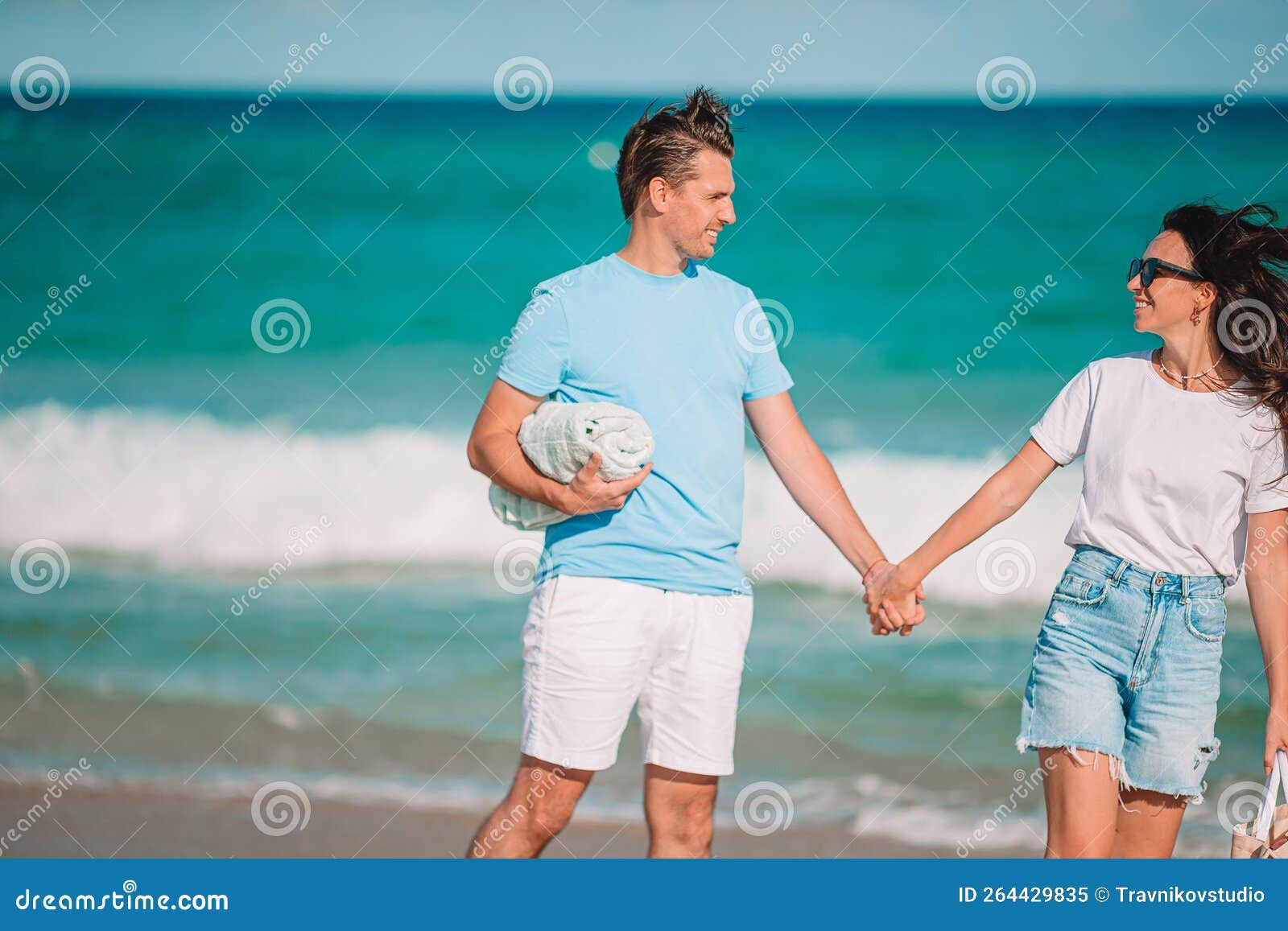 Young Couple Spending Time Together On The Beach Stock Image Image Of Young Lifestyle 264429835 7464