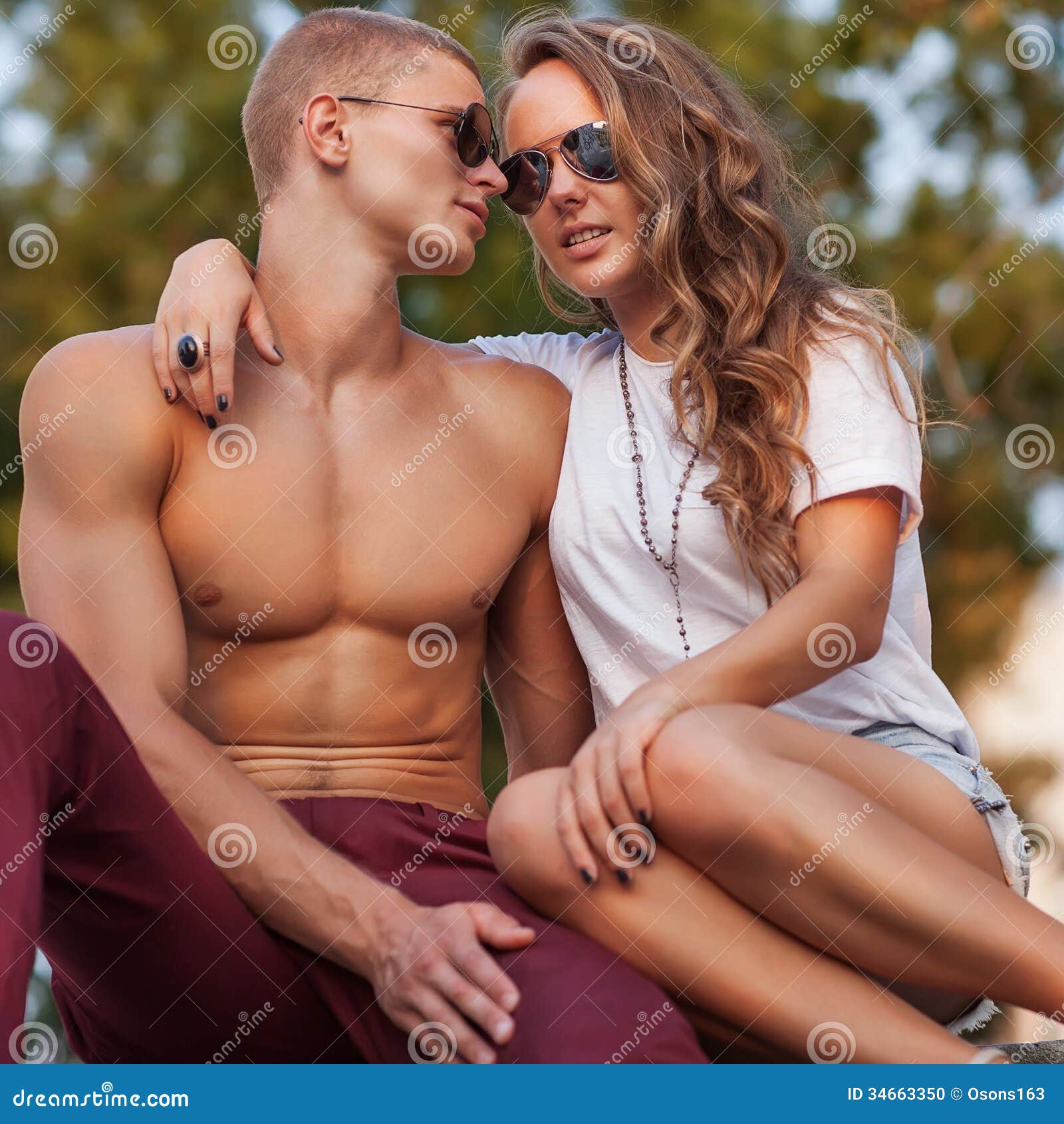 Young Couple With Sunglasses Outdoors St