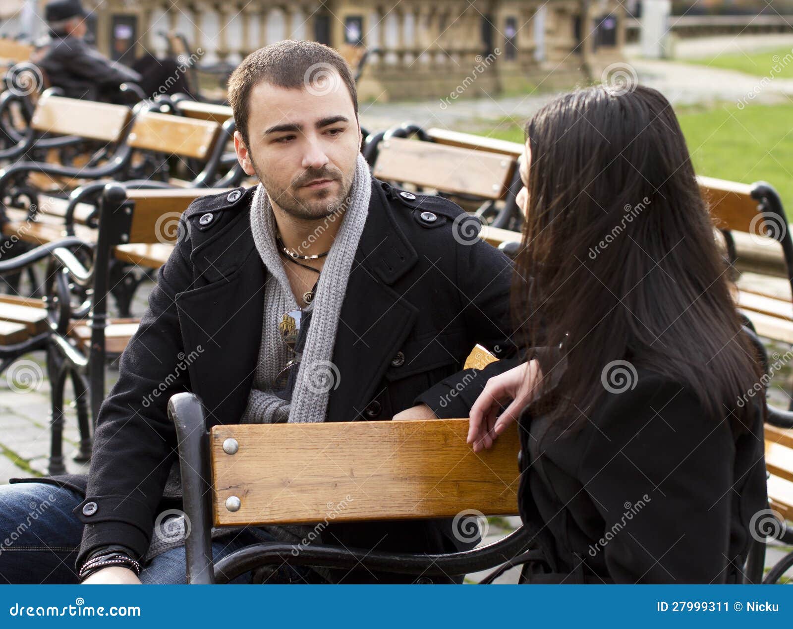 Young Couple Talking in Park Stock Image Image of casual, usual 27999311