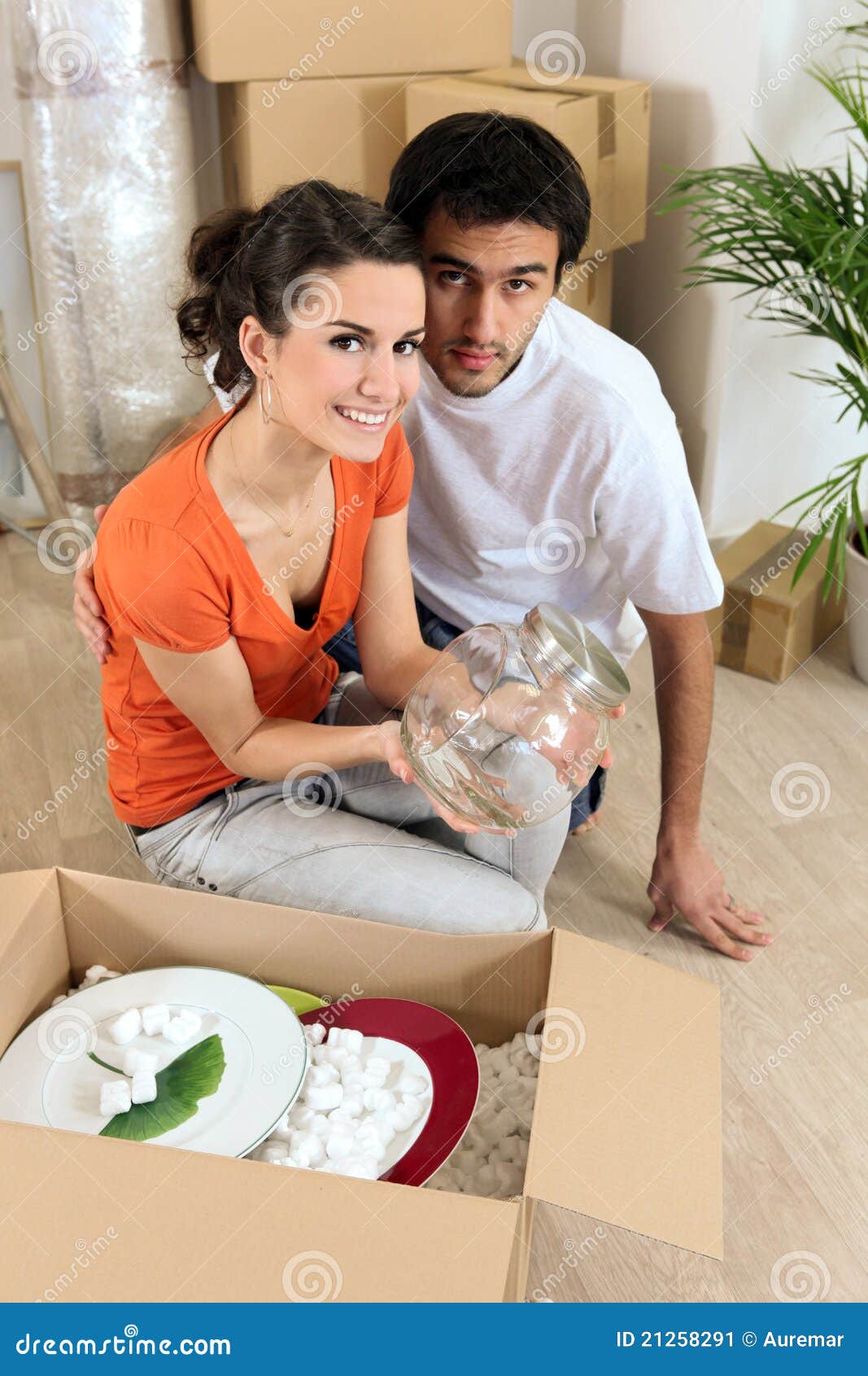 Young Couple in Their New Apartment Stock Image Image of migrate
