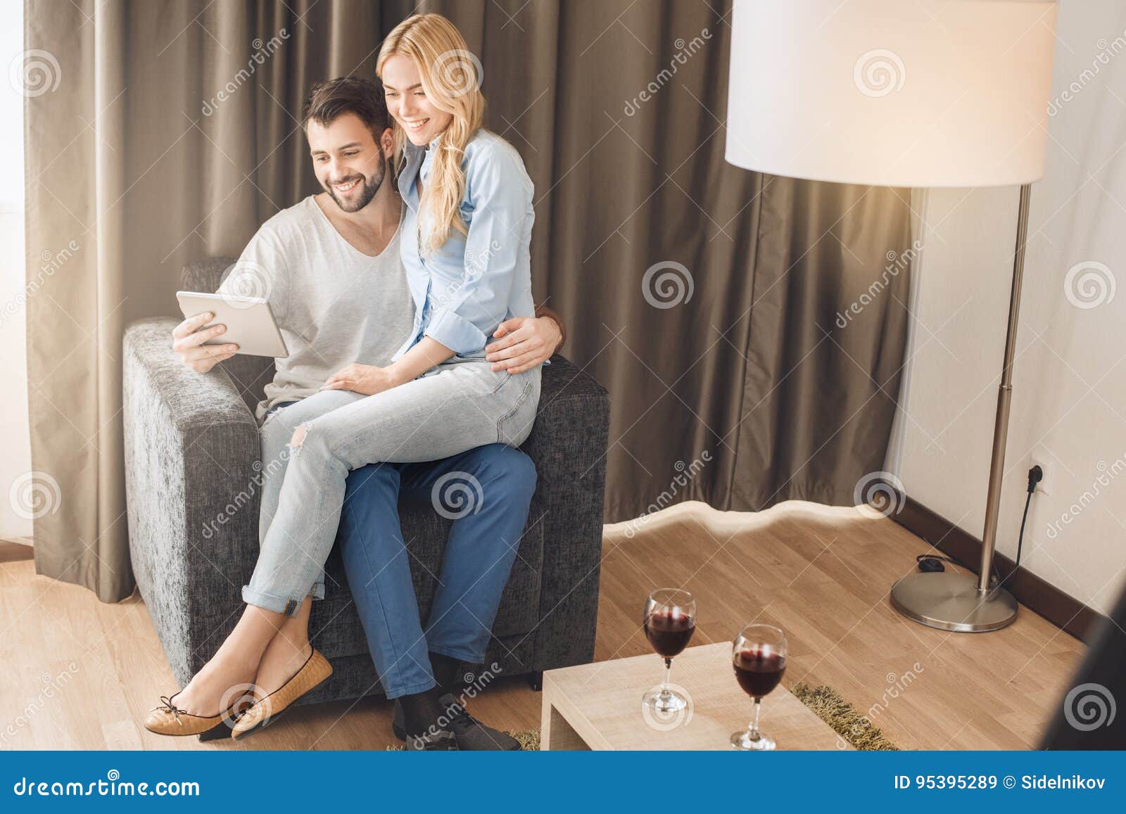 Young Couple Travel Together Hotel Room Leisure Stock Image Image Of