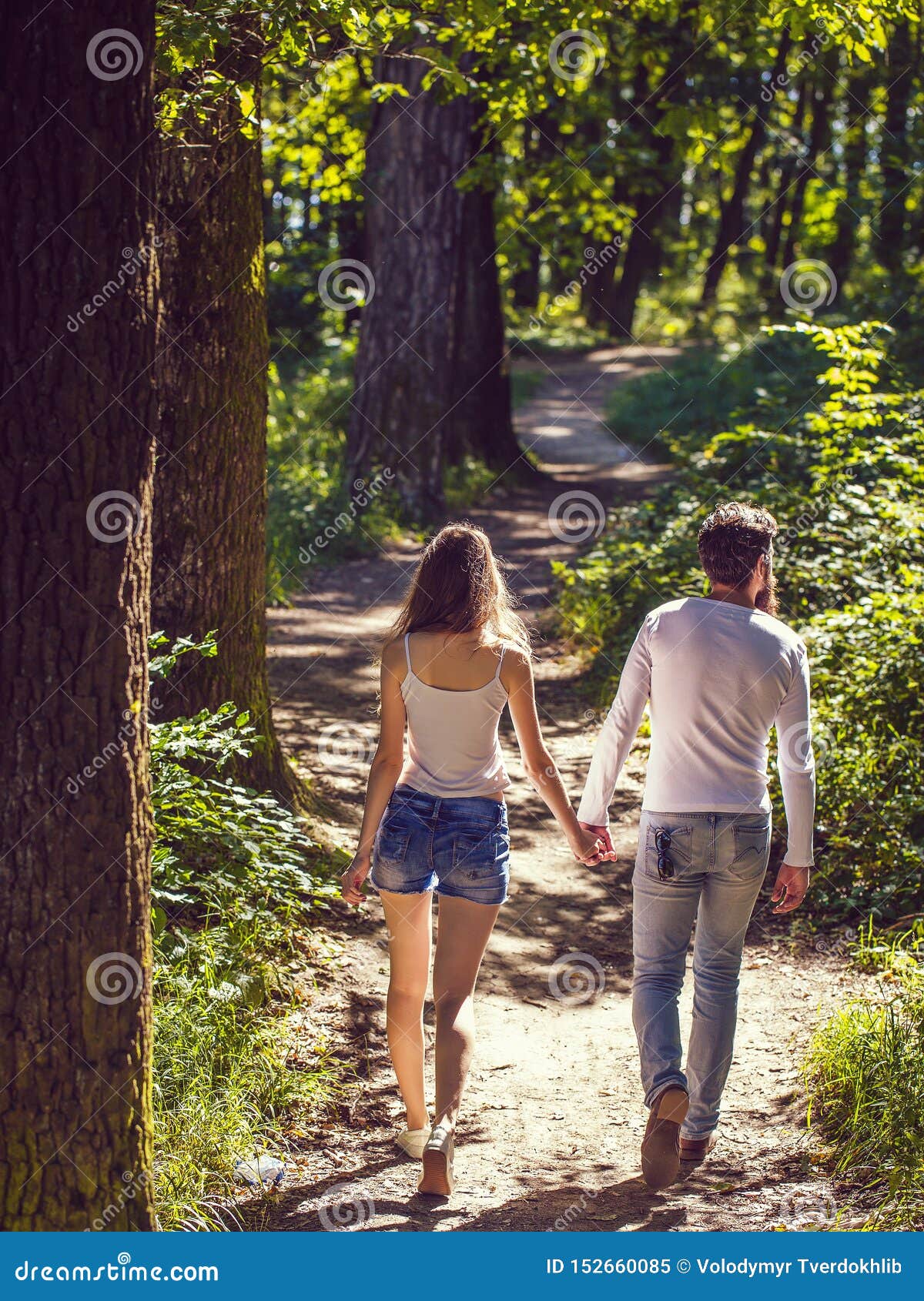 Young Couple Walking In Forest Stock Image Image Of Nature Young