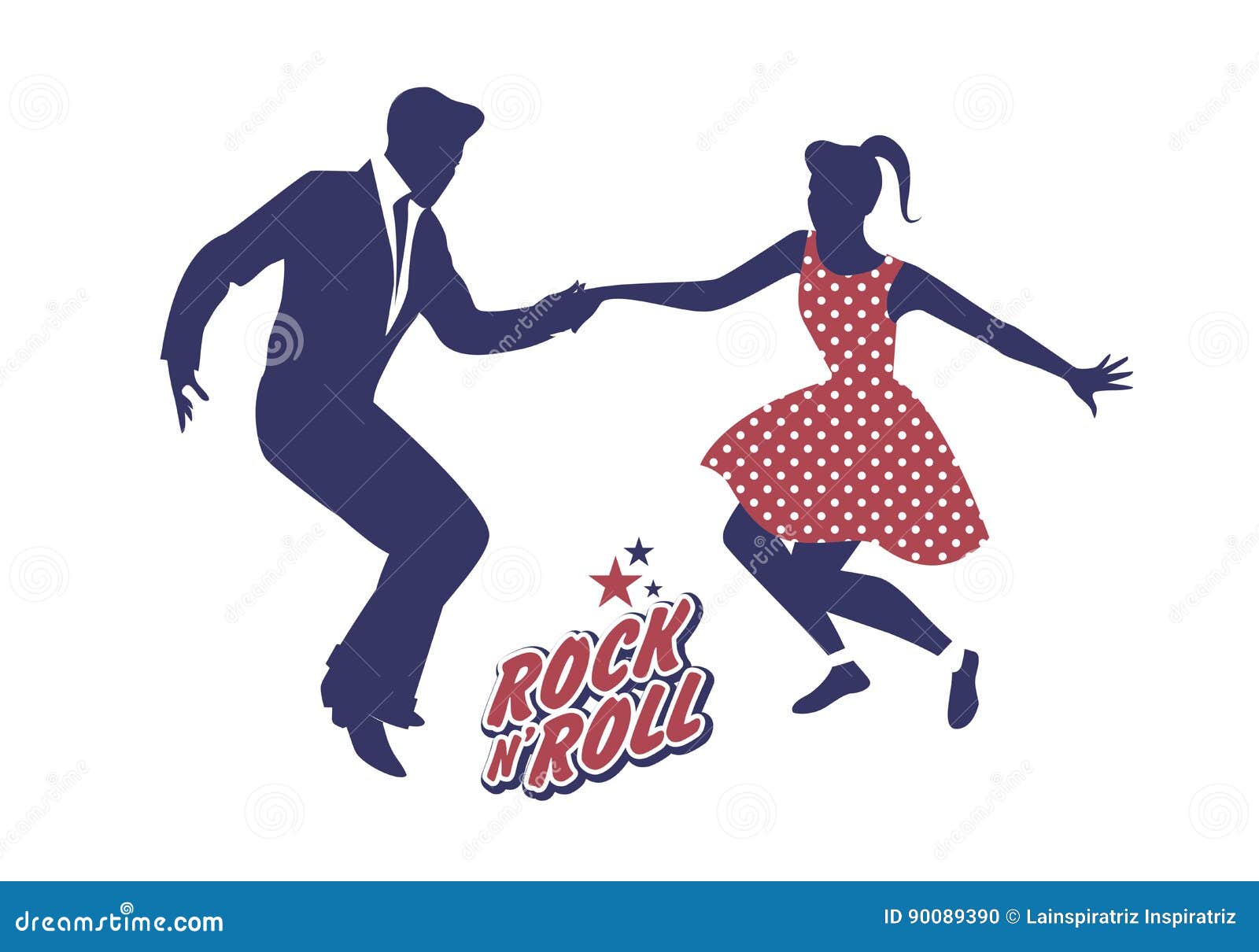 Young Couple Wearing 50`s Clothes Dancing Rock and Roll. Vector Stock  Illustration - Illustration of swing, woman: 90089390