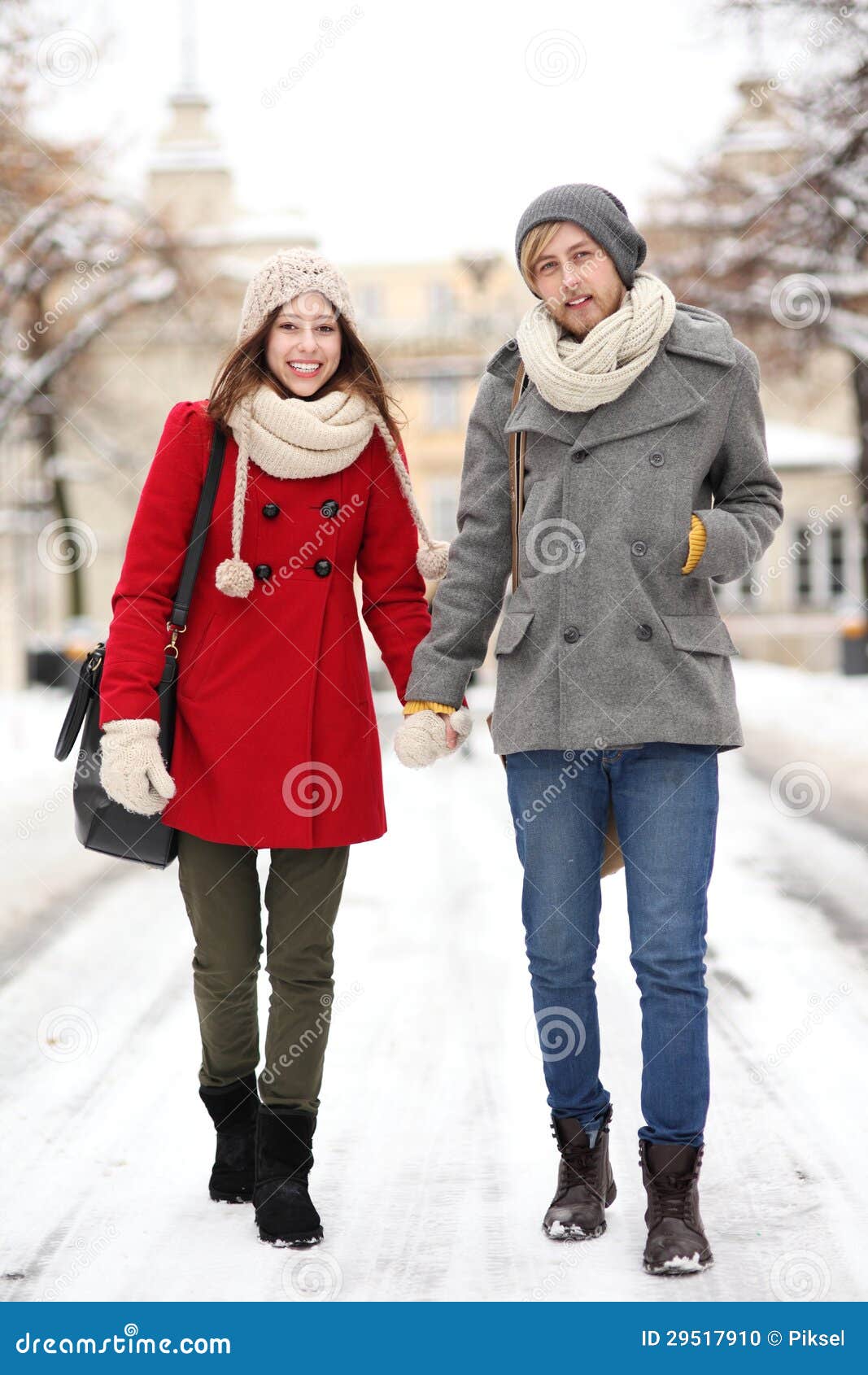 Young Couple in Winter Setting Stock Photo - Image of caucasian ...