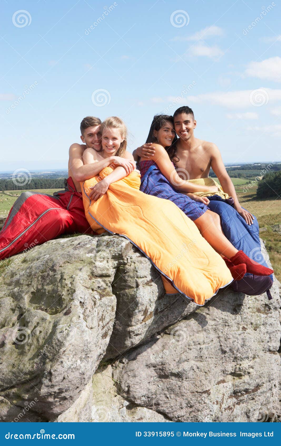 Young Couples on Camping Trip in Countryside Stock Image Image of