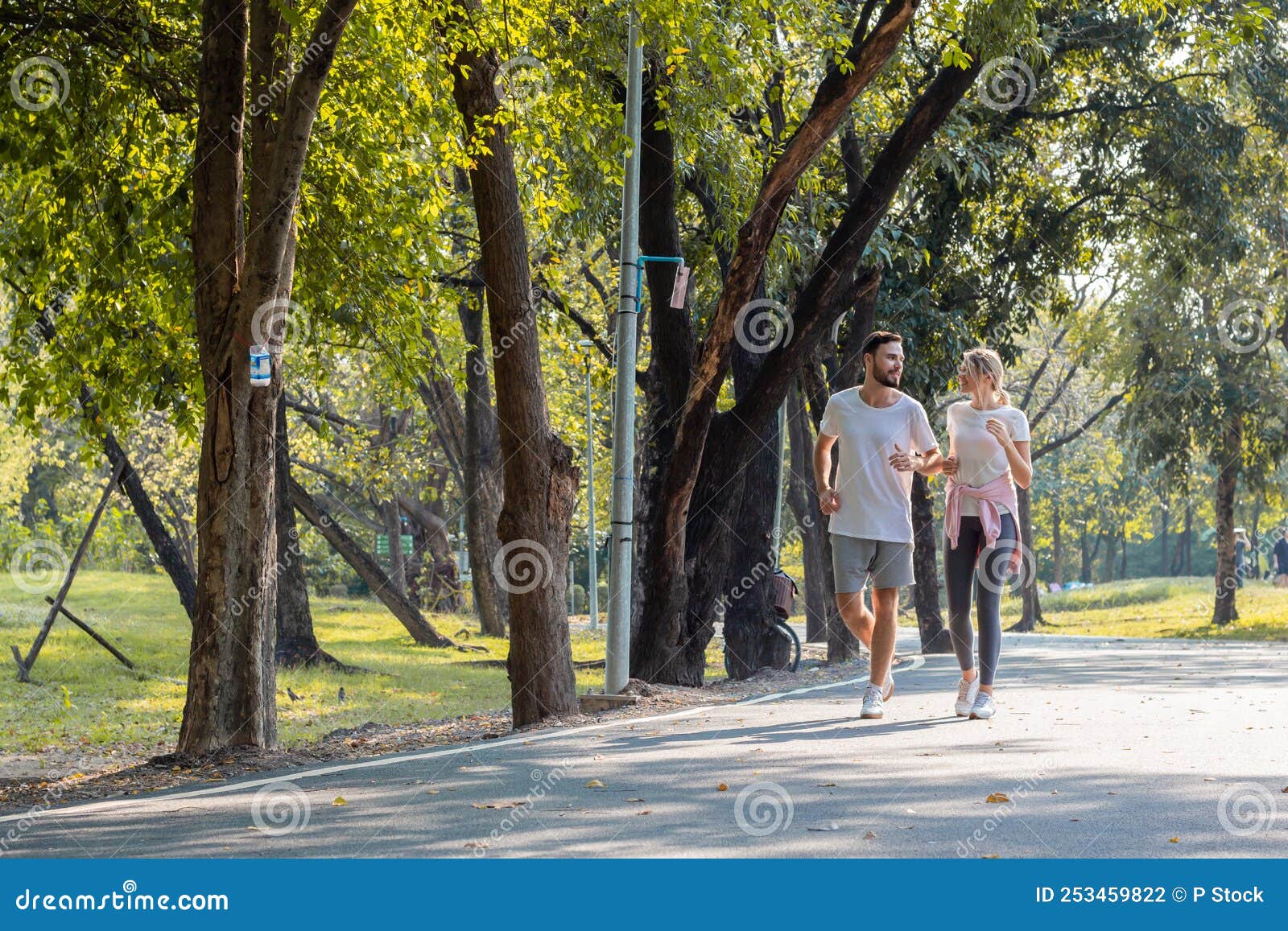 Young Couples Jogging in the Park Stock Photo Image of girlfriend