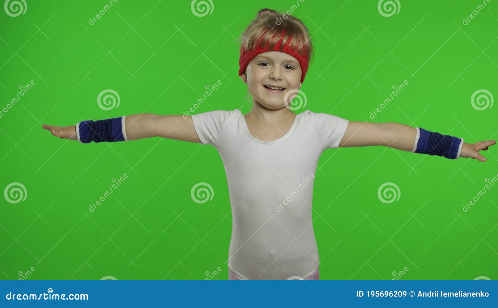 Young Cute Girl In Sportswear Making Fitness Gymnast Home Exercises Workout For Kids Sporty Child Stock Image Image Of Body Dance