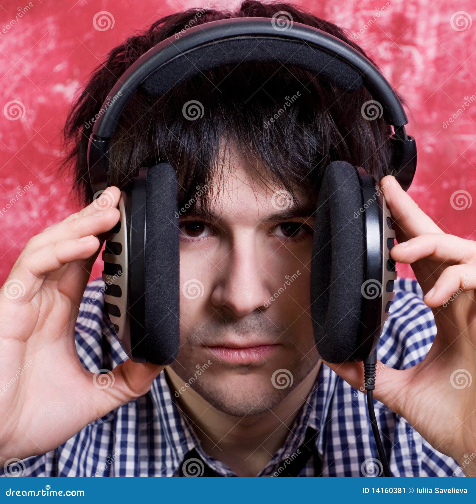 Young Cute Man with Big Headphones Stock Image Image of handsome