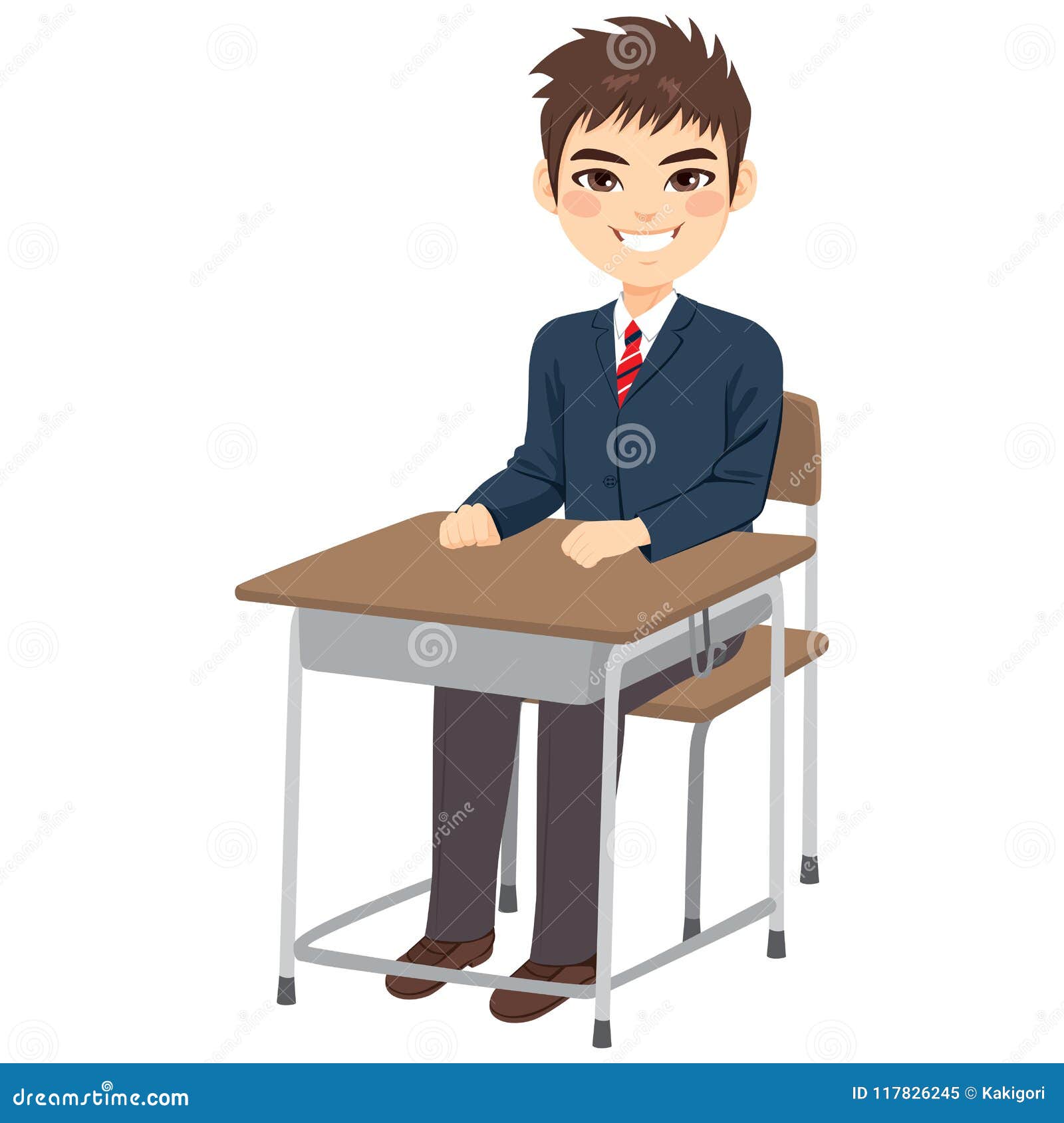 Student Boy Sitting Desk Stock Vector Illustration Of Academic