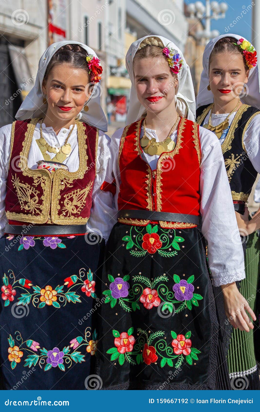 Young Dancers Women from Serbia in Traditional Costume Editorial