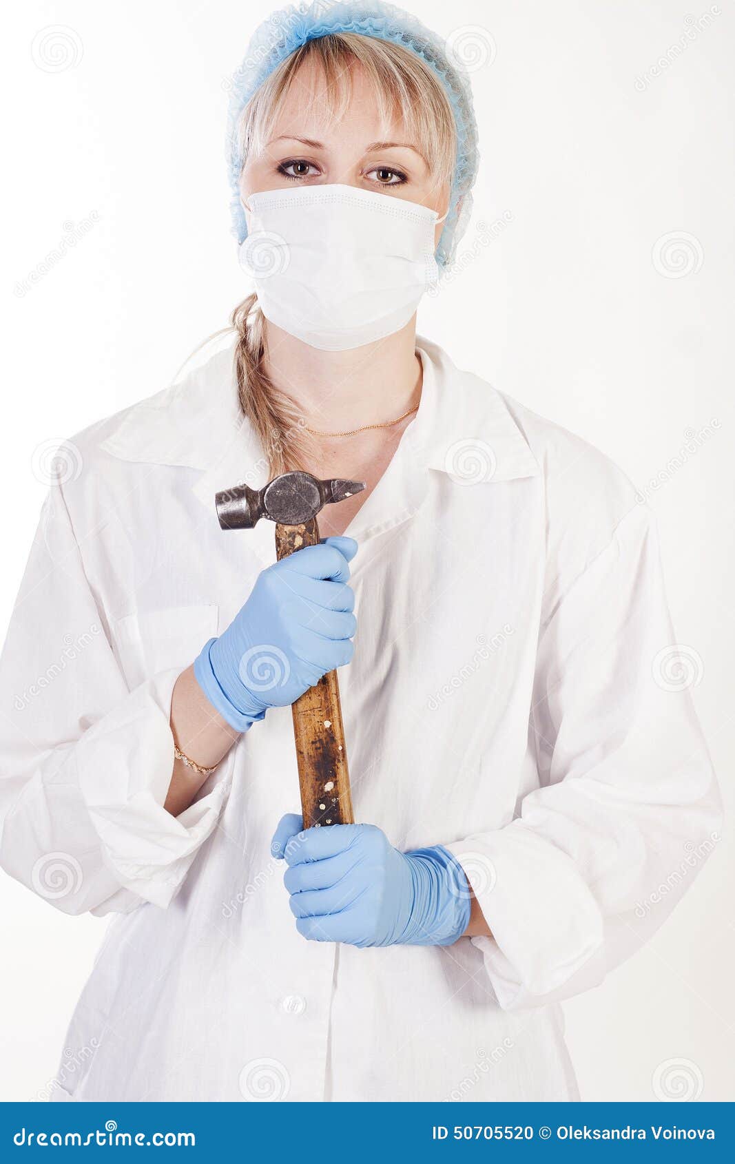 Young doctor with hammer stock photo. Image of people 50705520