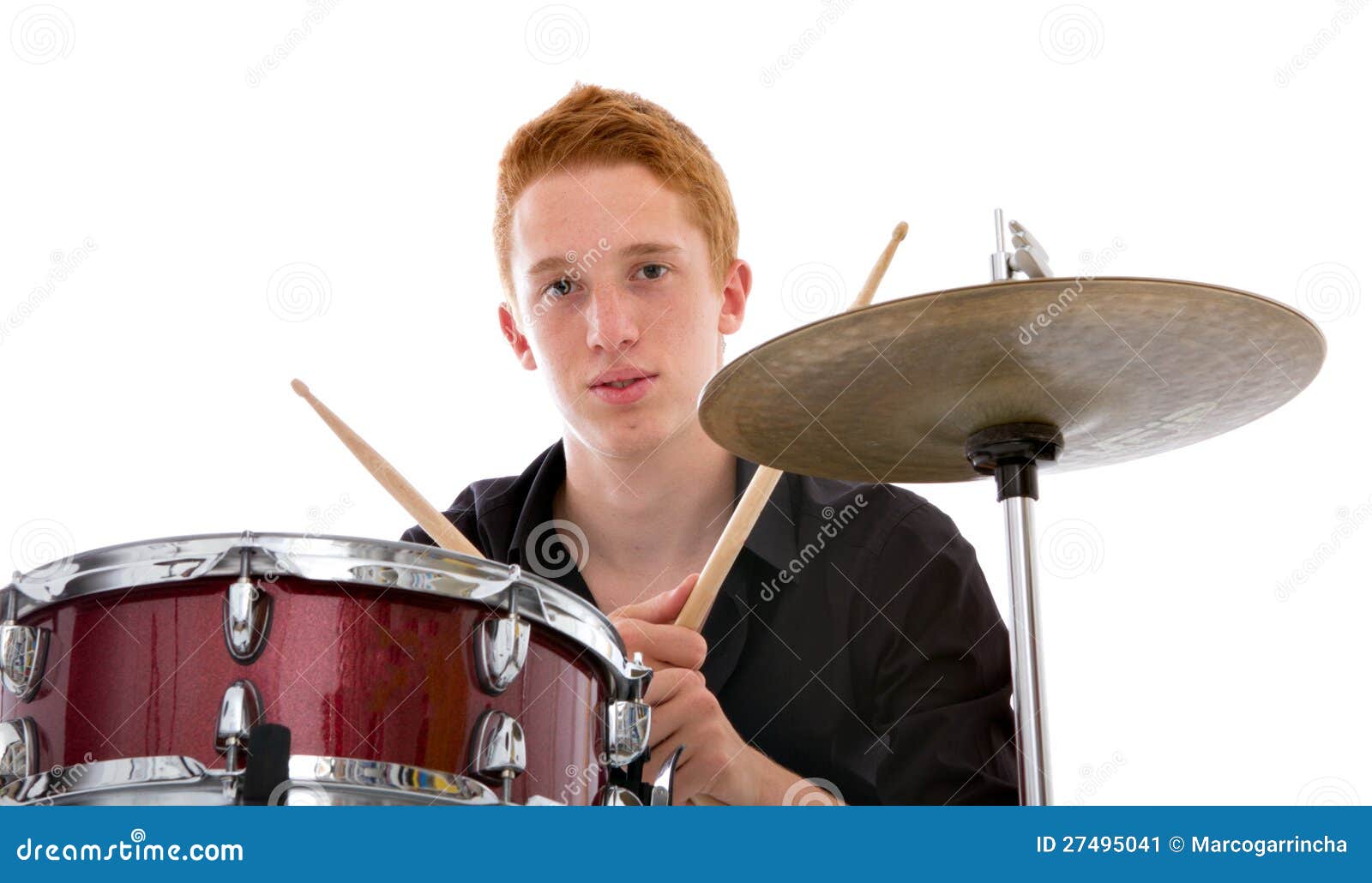 Young Drummer Playing Music Stock Image Image of drum, hair 27495041