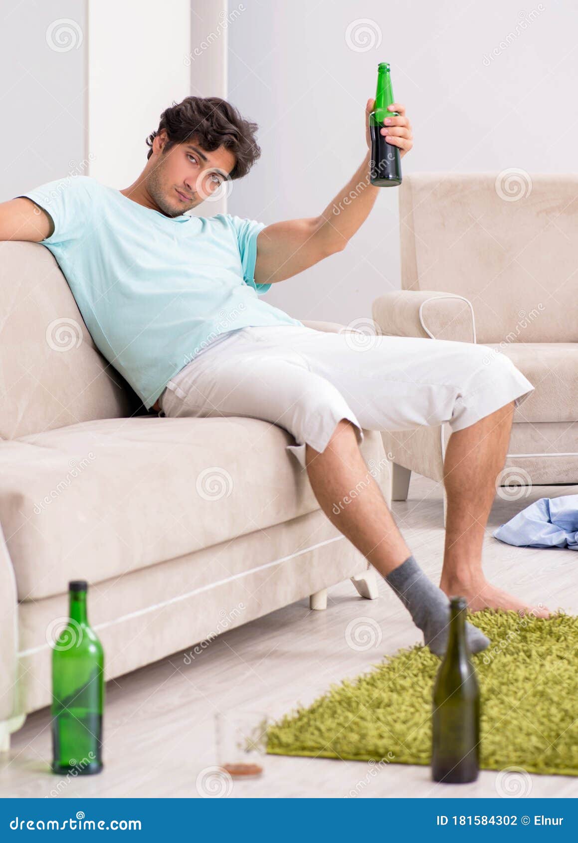 Young Drunk Handsome Man after Party at Home Stock Photo - Image of ...