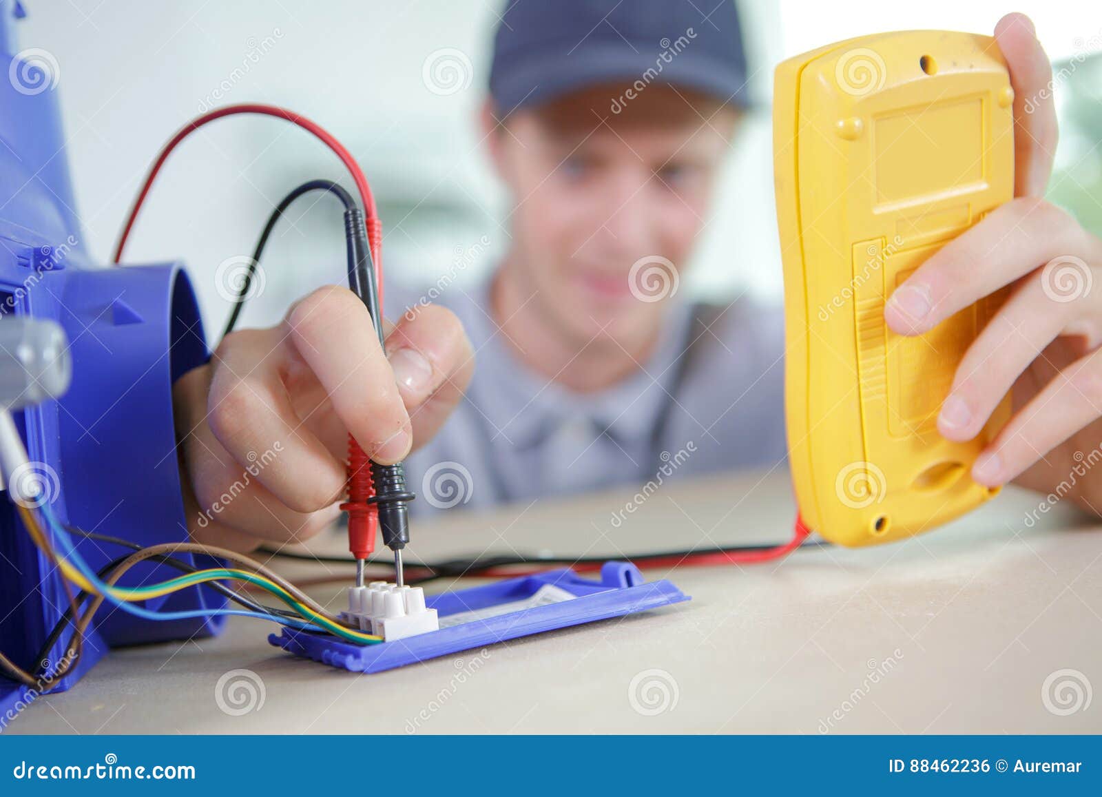 Young Electrician Testing Flow Stock Photo Image of electricity