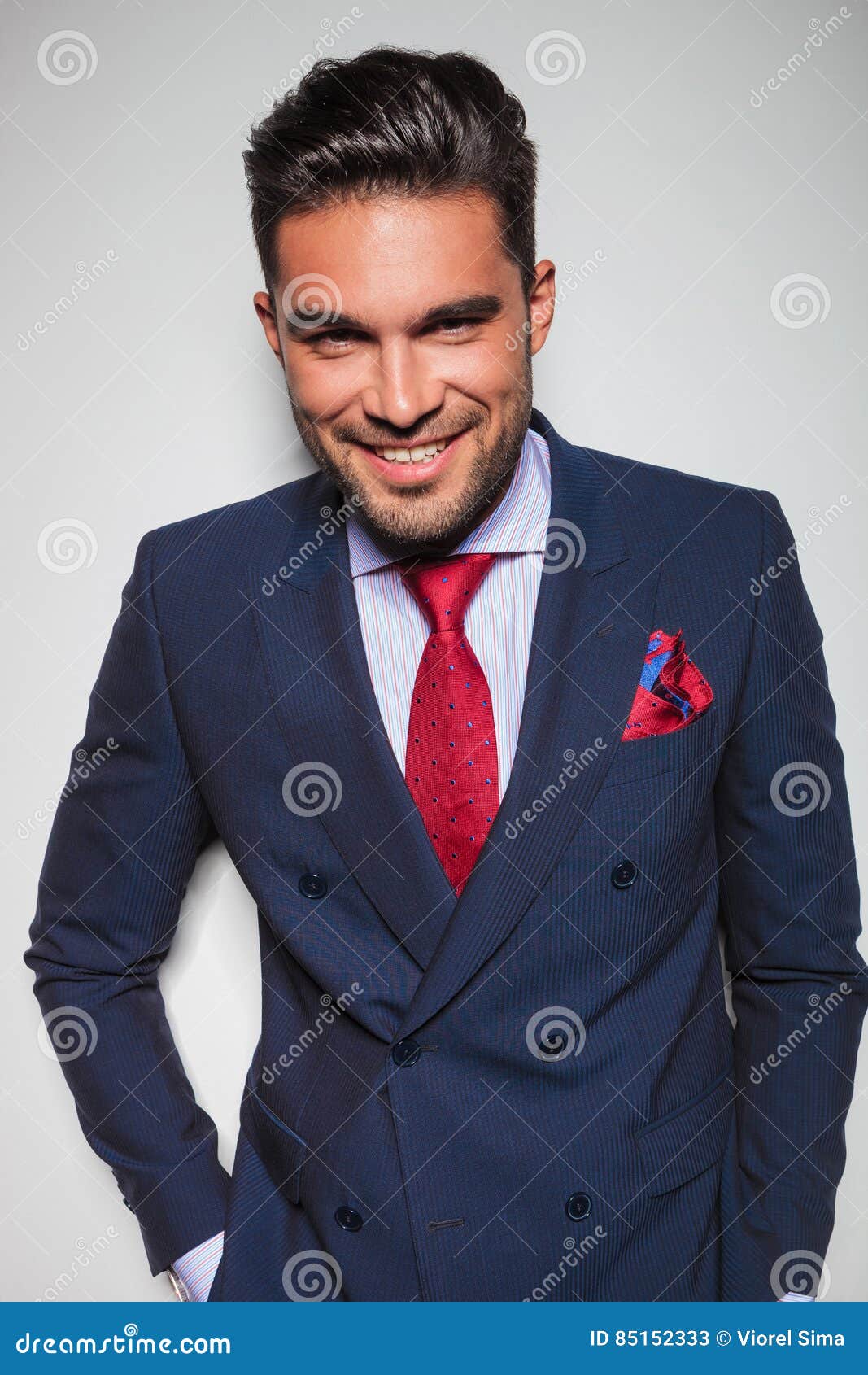 Young Elegant Man in Suit and Tie Laughing Stock Image Image of gray