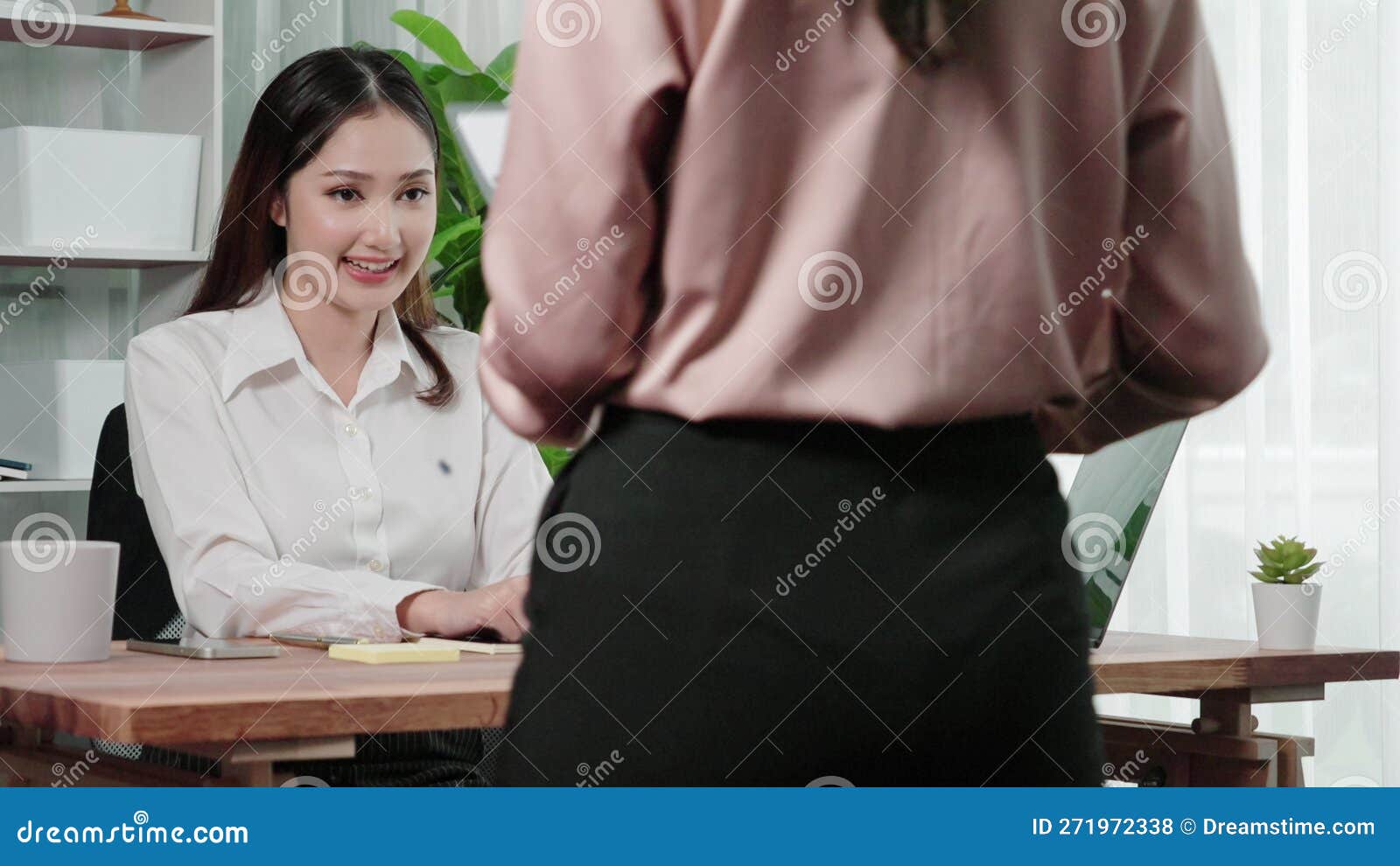 young and enthusiastic candidate interview with hr manager in office.