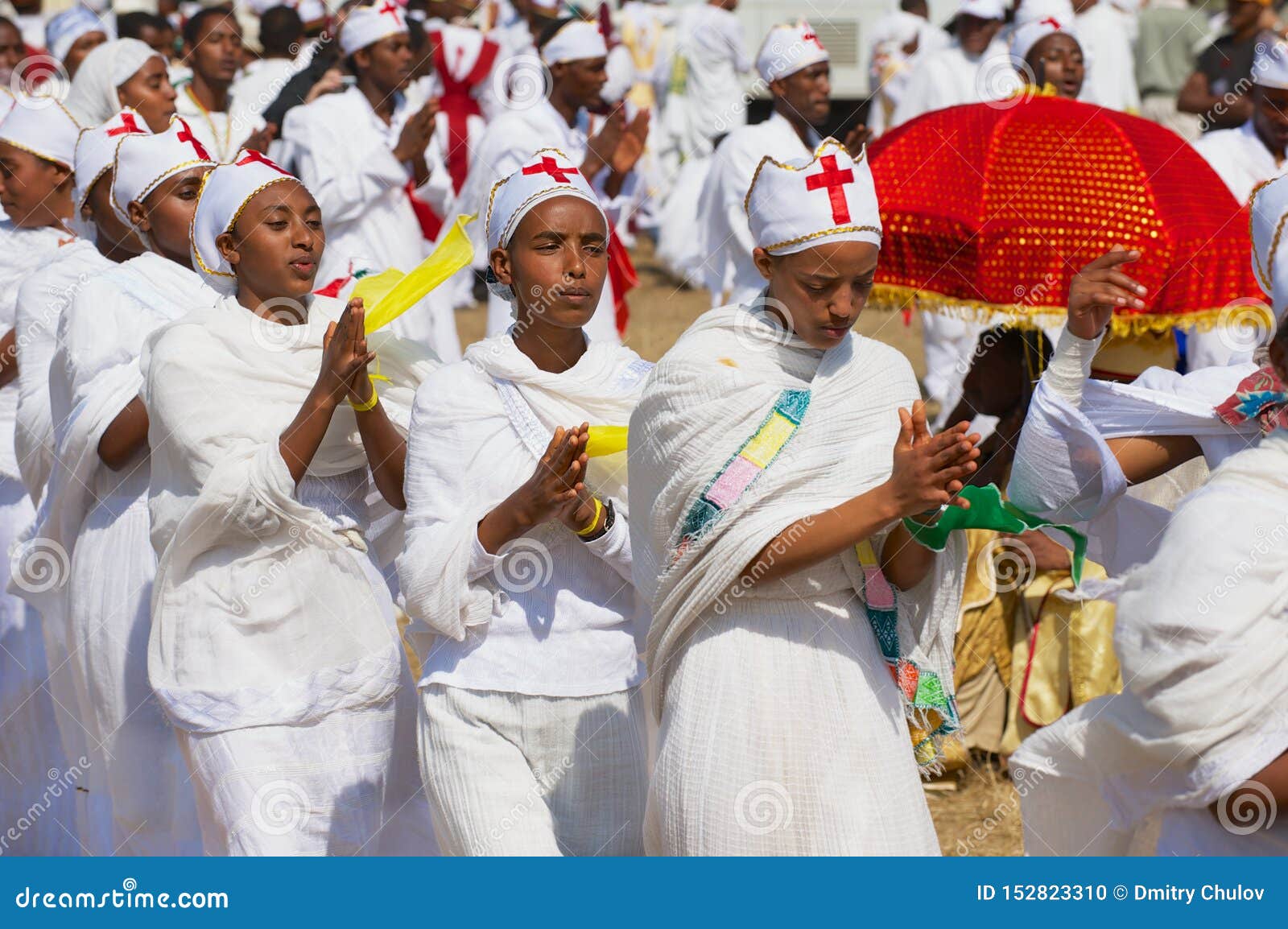 Young Ethiopian Ladies Celebrating Timkat Religious Orthodox Festival ...