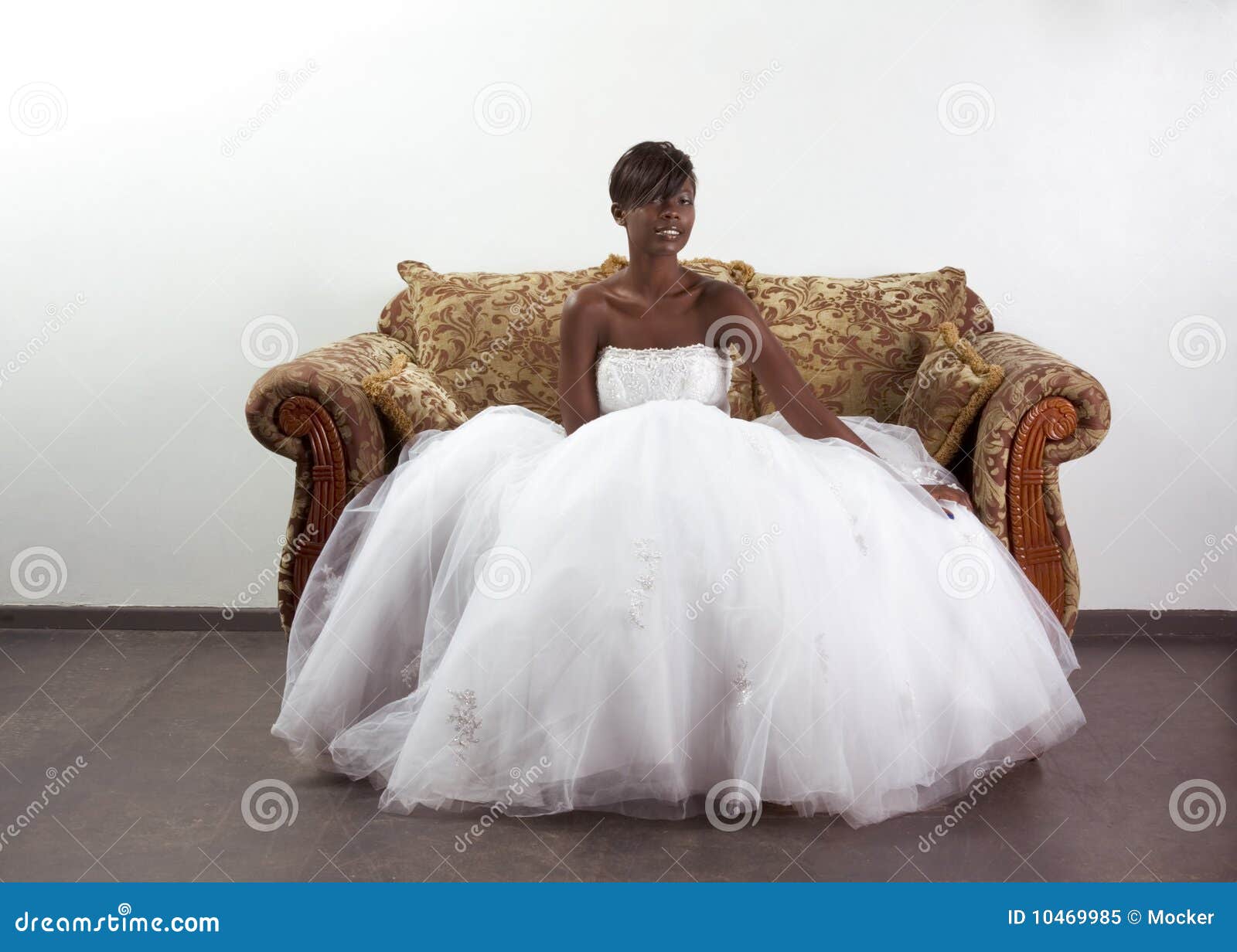 Young Ethnic Black Woman Bride In Wedding Dress Stock Image Image