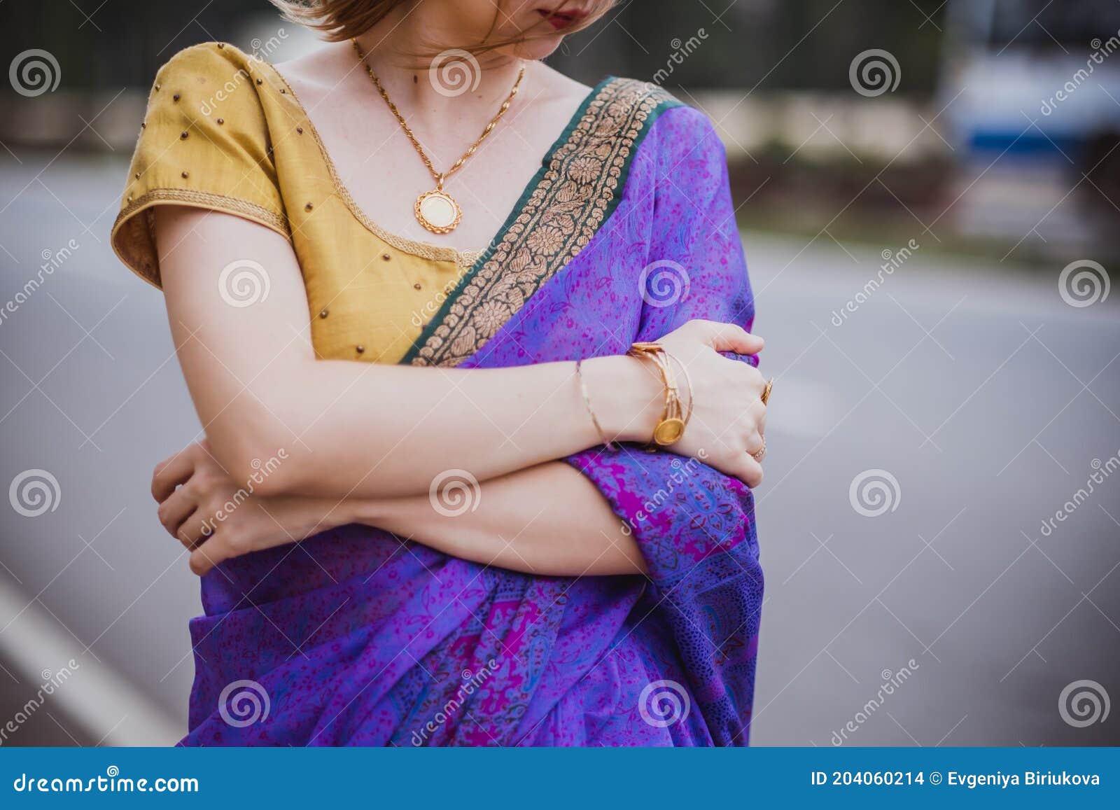 Young European Woman with Short Hair in Purple Traditional Saree. Outdoor Portrait. India, Bangalore Stock Photo - Image of celebratory, indian: 204060214 Young European Woman with Short Hair in Purple Traditional Saree. Outdoor Portrait. India, Bangalore Stock Photo - Image of celebratory, indian: 204060214
