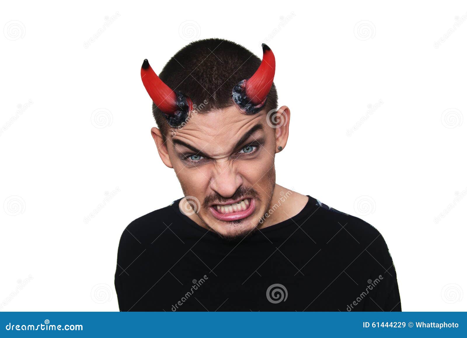 Young Evil Man with Horns on His Head Stock Image Image of holiday
