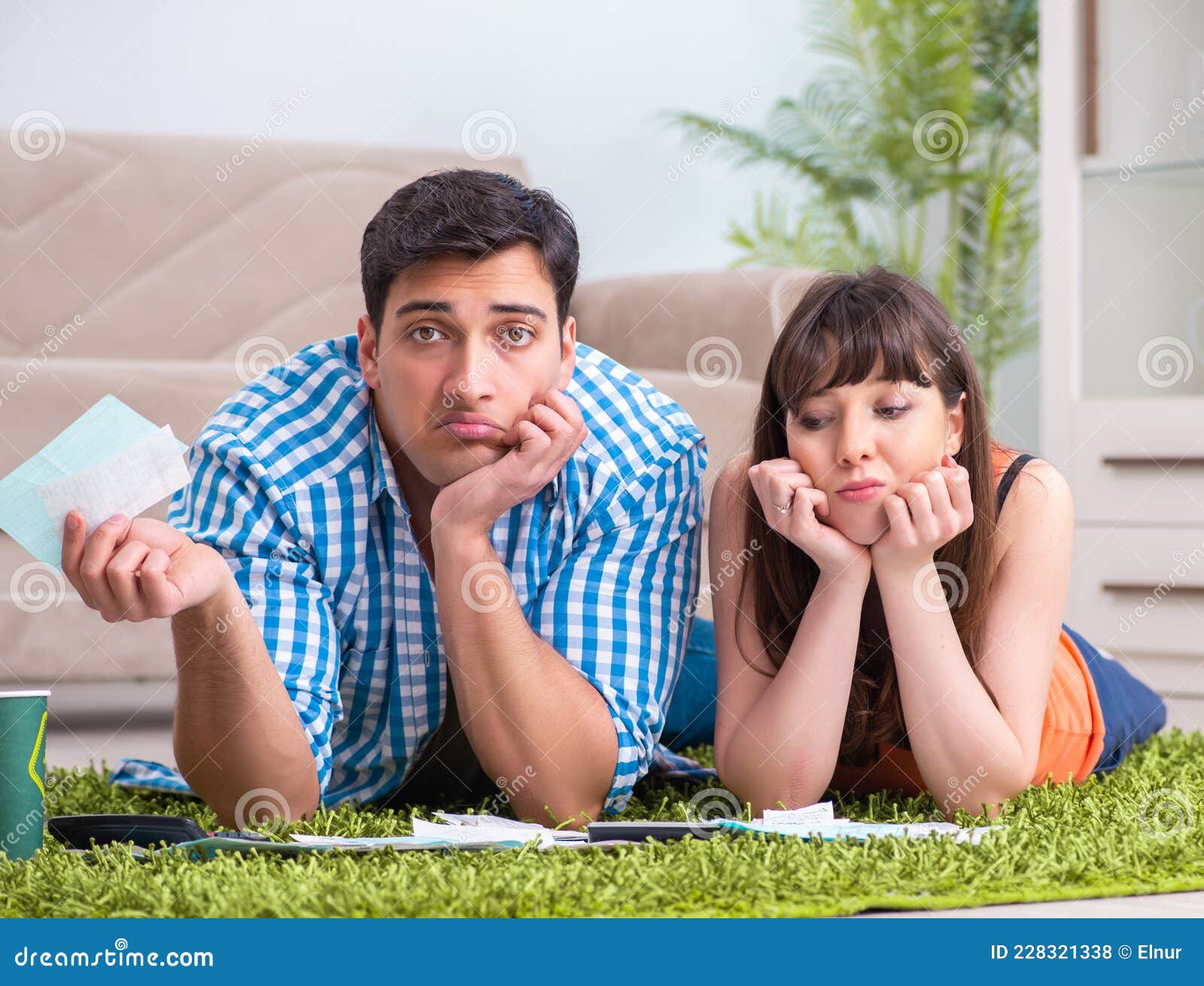 Young Family in Budget Planning Concept Stock Photo Image of document