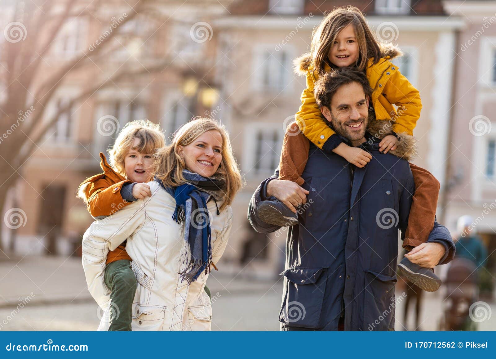 Young Family Enjoying Their Day in a City Stock Photo - Image of