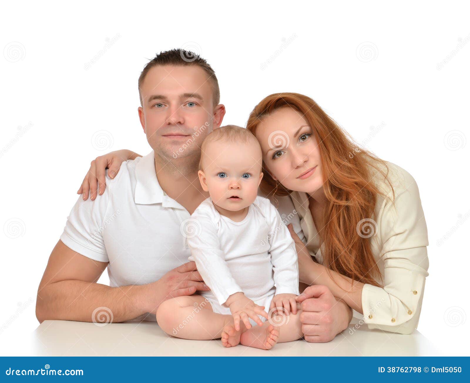 young family newborn child baby girl mother father toddler isolated white background 38762798