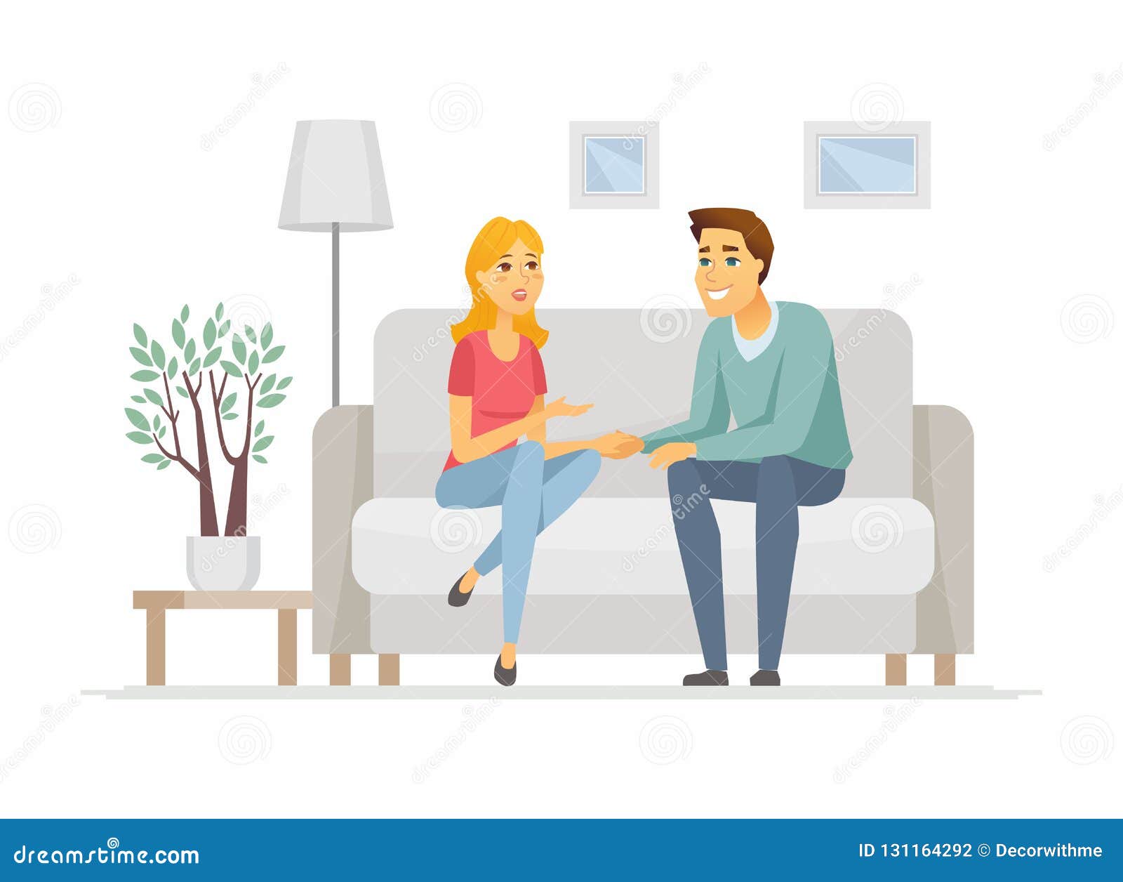 Young Family Talking - Cartoon People Characters Illustration Stock Vector  - Illustration of love, cartoon: 131164292