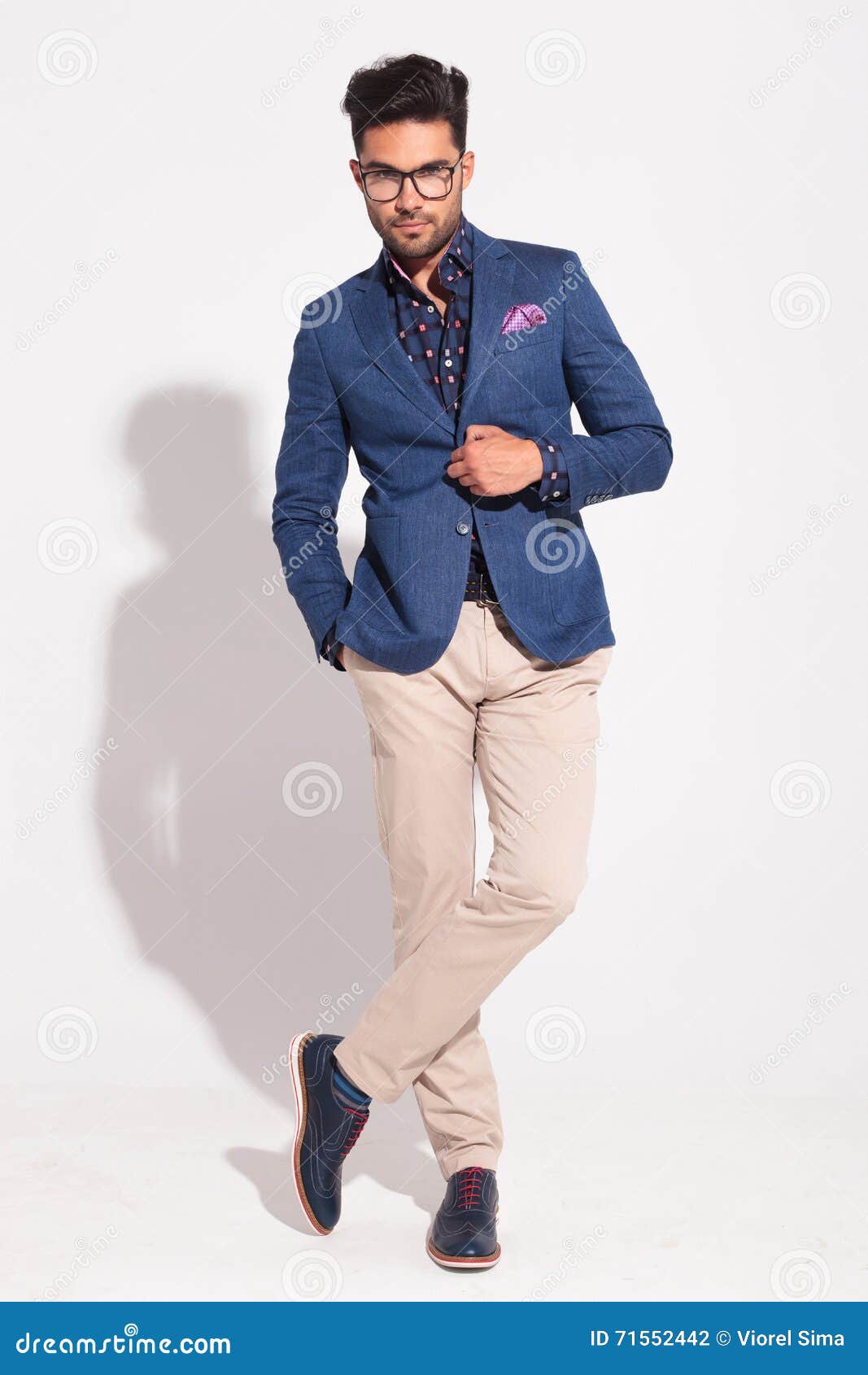 Young Fashion Male Model in Suit Holding Button Stock Photo - Image of ...
