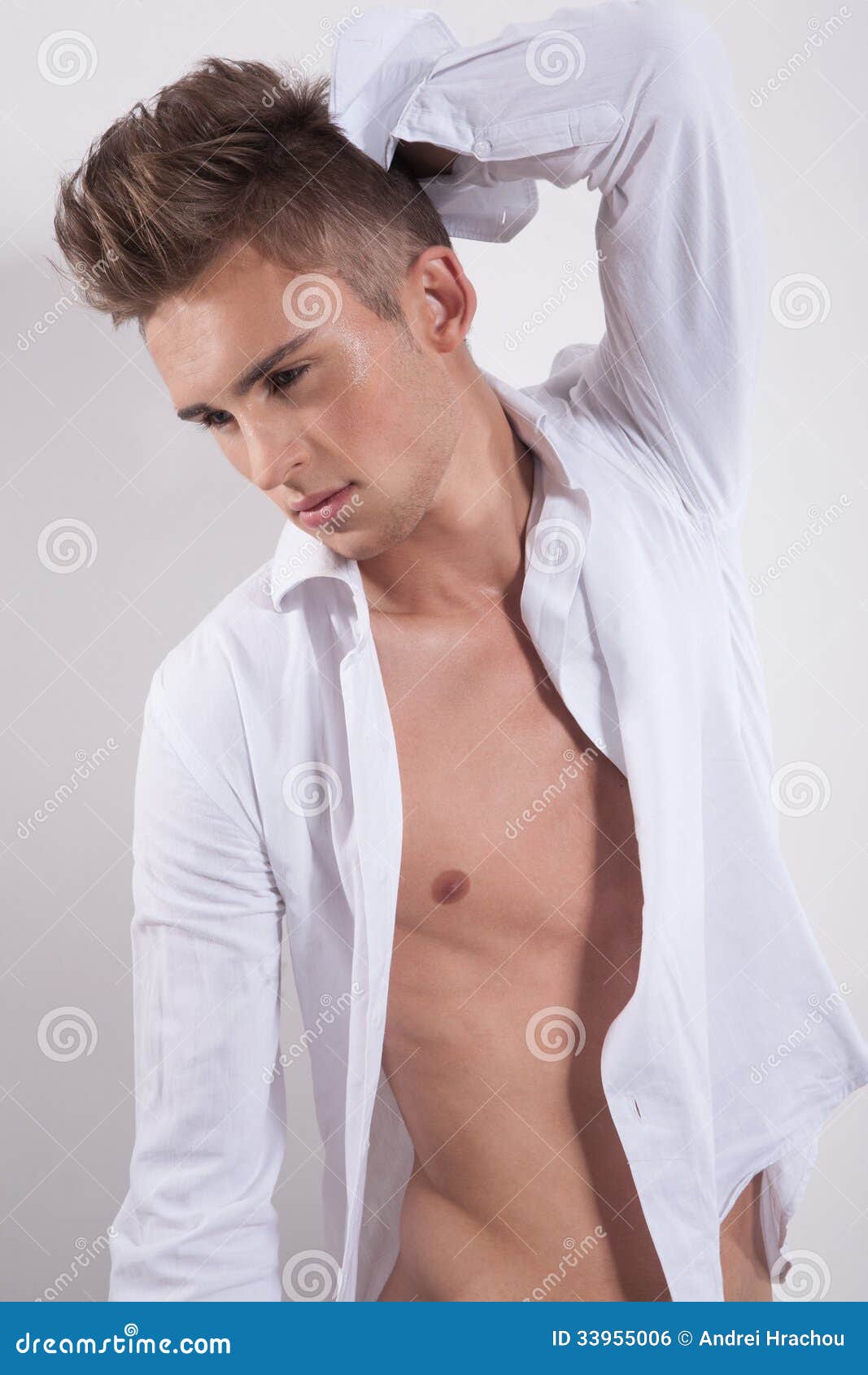 Young Fashion Man Looking Down Stock Photo - Image of hair 