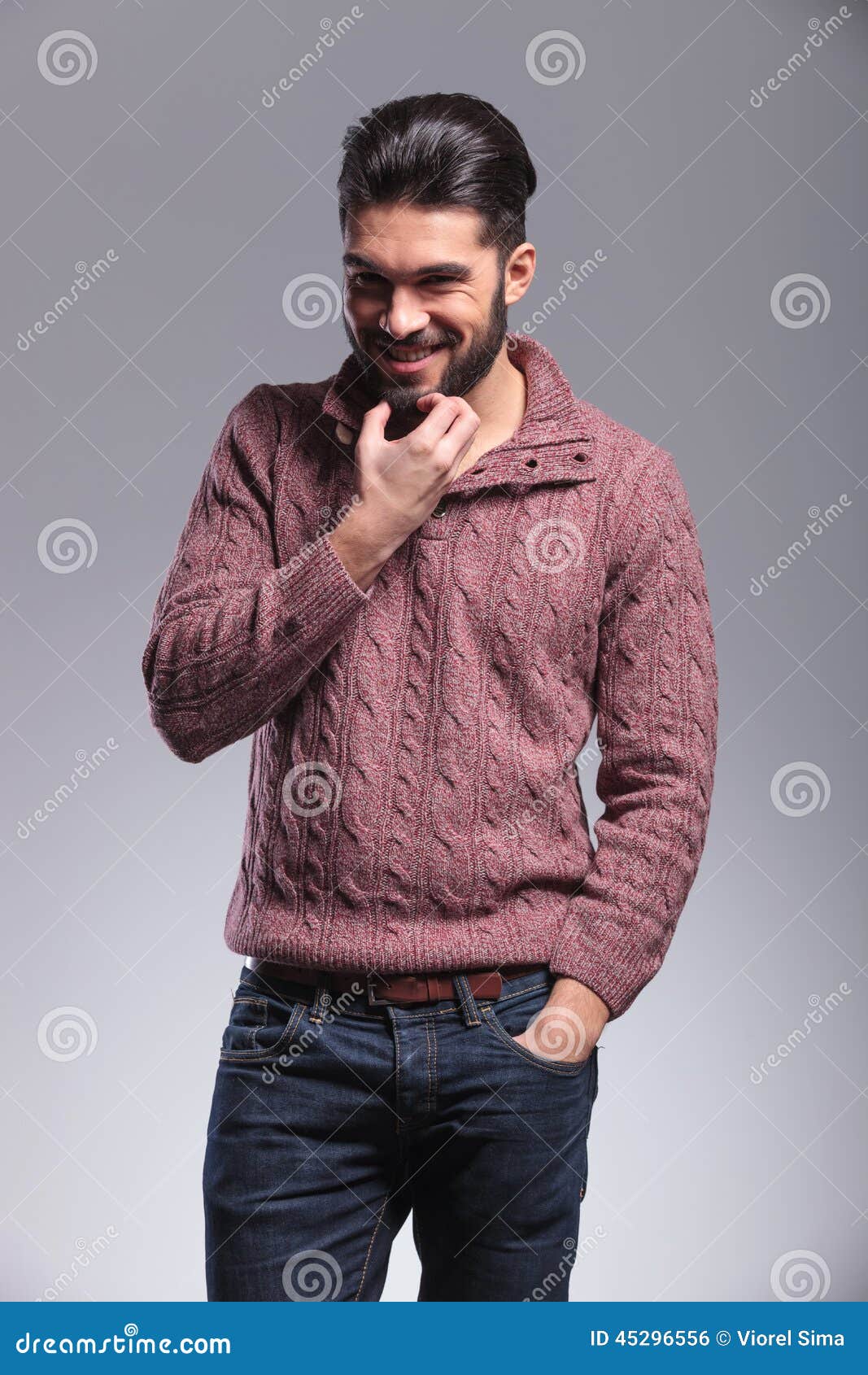Young Fashion Man Scratching His Beard Stock Photo - Image of adult ...