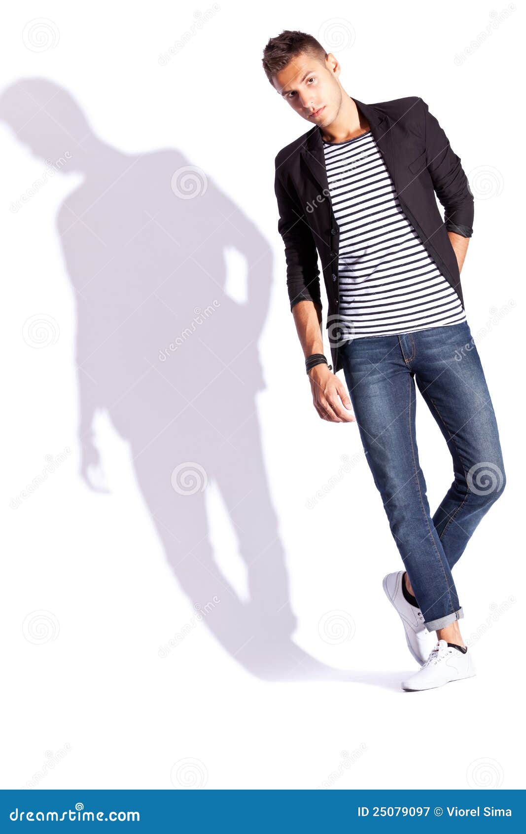 Young Fashion Man on White Background Stock Image Image of casual