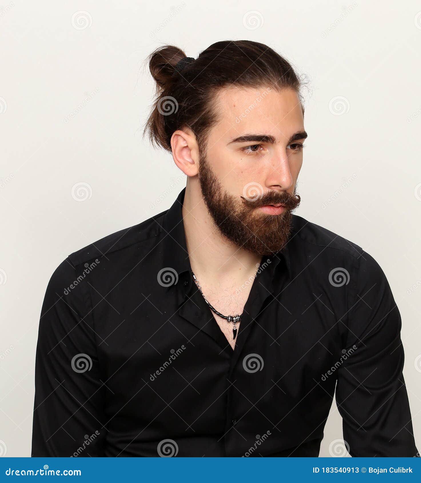 Young, Fashionable Male Model with Long Hair and Beard Posing in Studio on  Isolated Background. Fashion, Business, Modeling Stock Image - Image of  fashion, hipster: 183540913