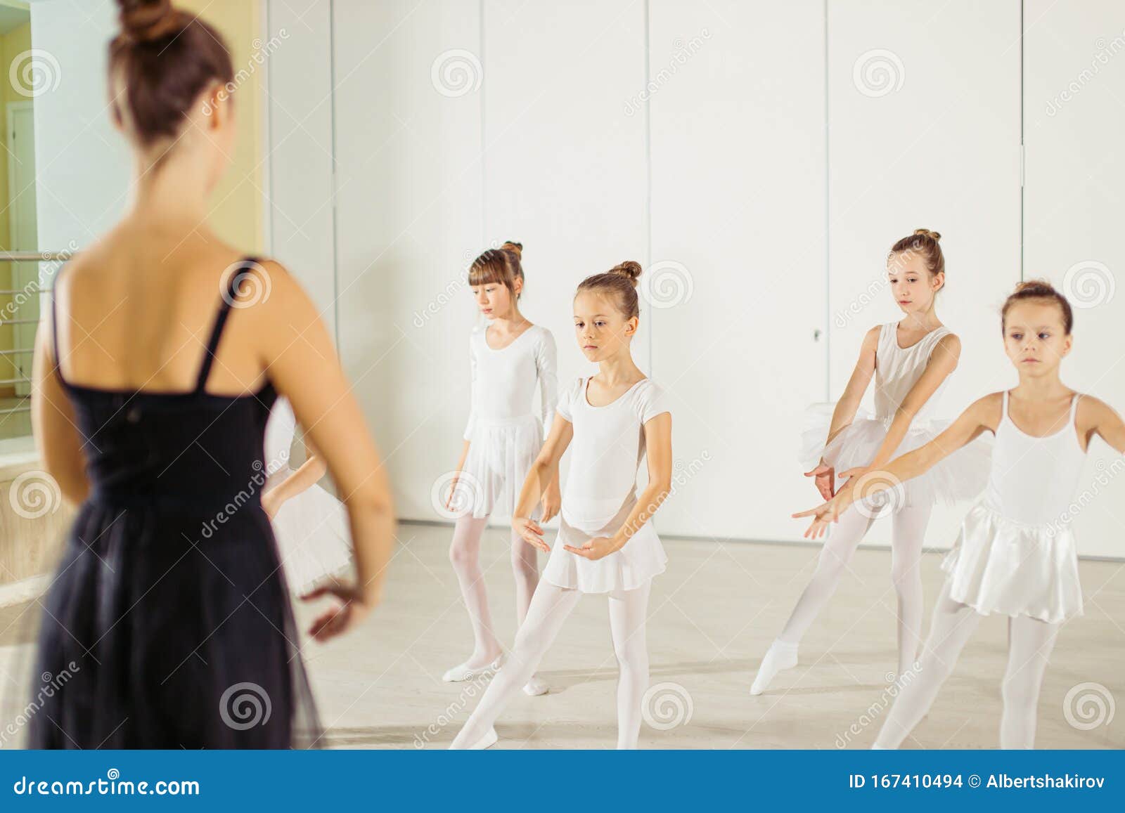 Young Female Ballerina Show Right Pose Kids Studio Stock Photo - Image of posing: 167410494